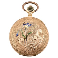 Excepcional reloj de bolsillo Audemars Freres de oro esmaltado de 14 quilates