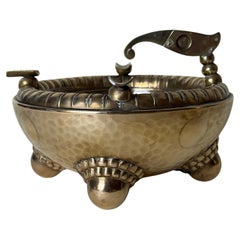 Exceptional Austrian Art Deco Brass Ashtray with Integrated Cigarette Cutter