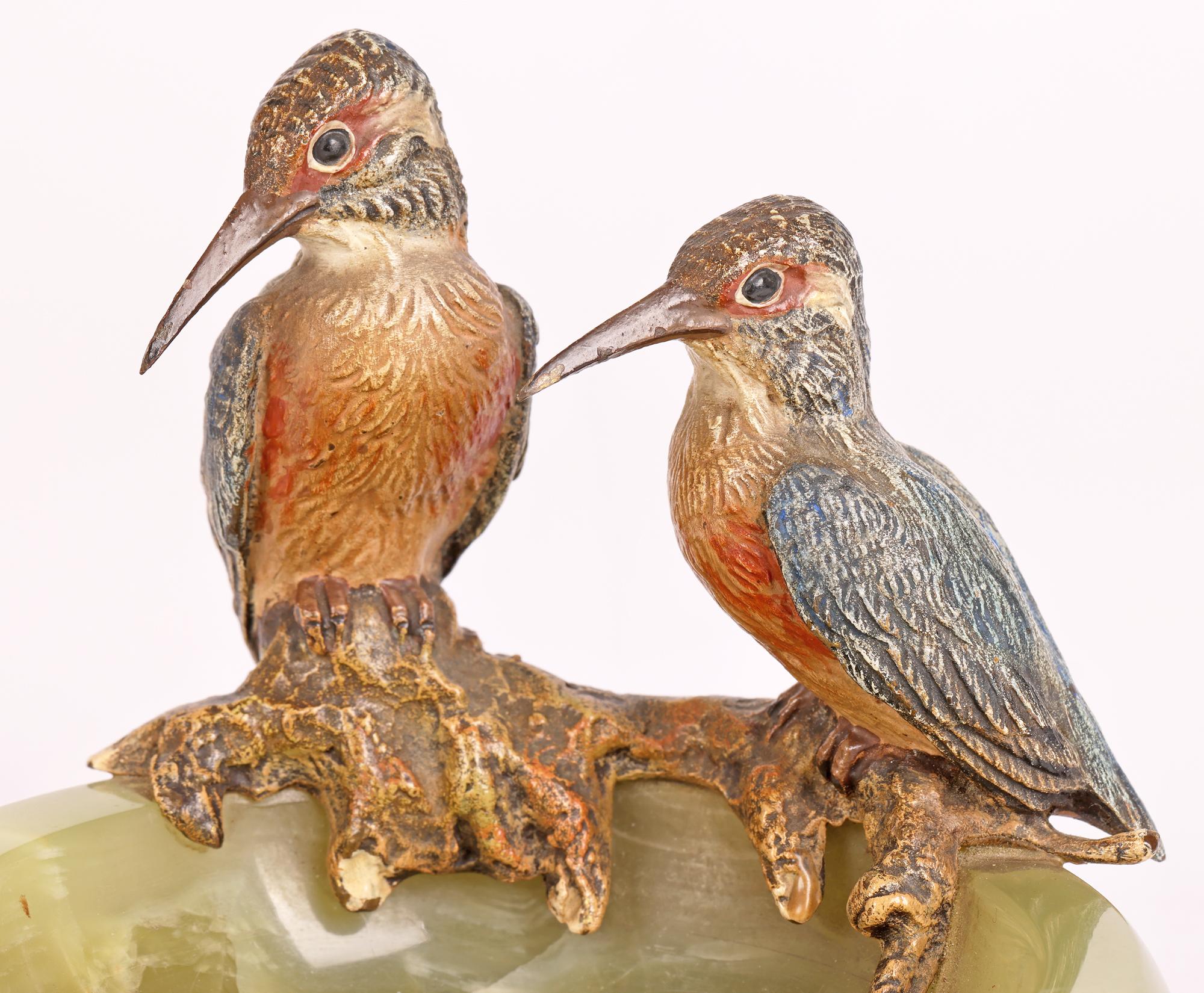 Exceptional Austrian Bergmann Cold Painted Kingfishers Mounted Ashtray 8