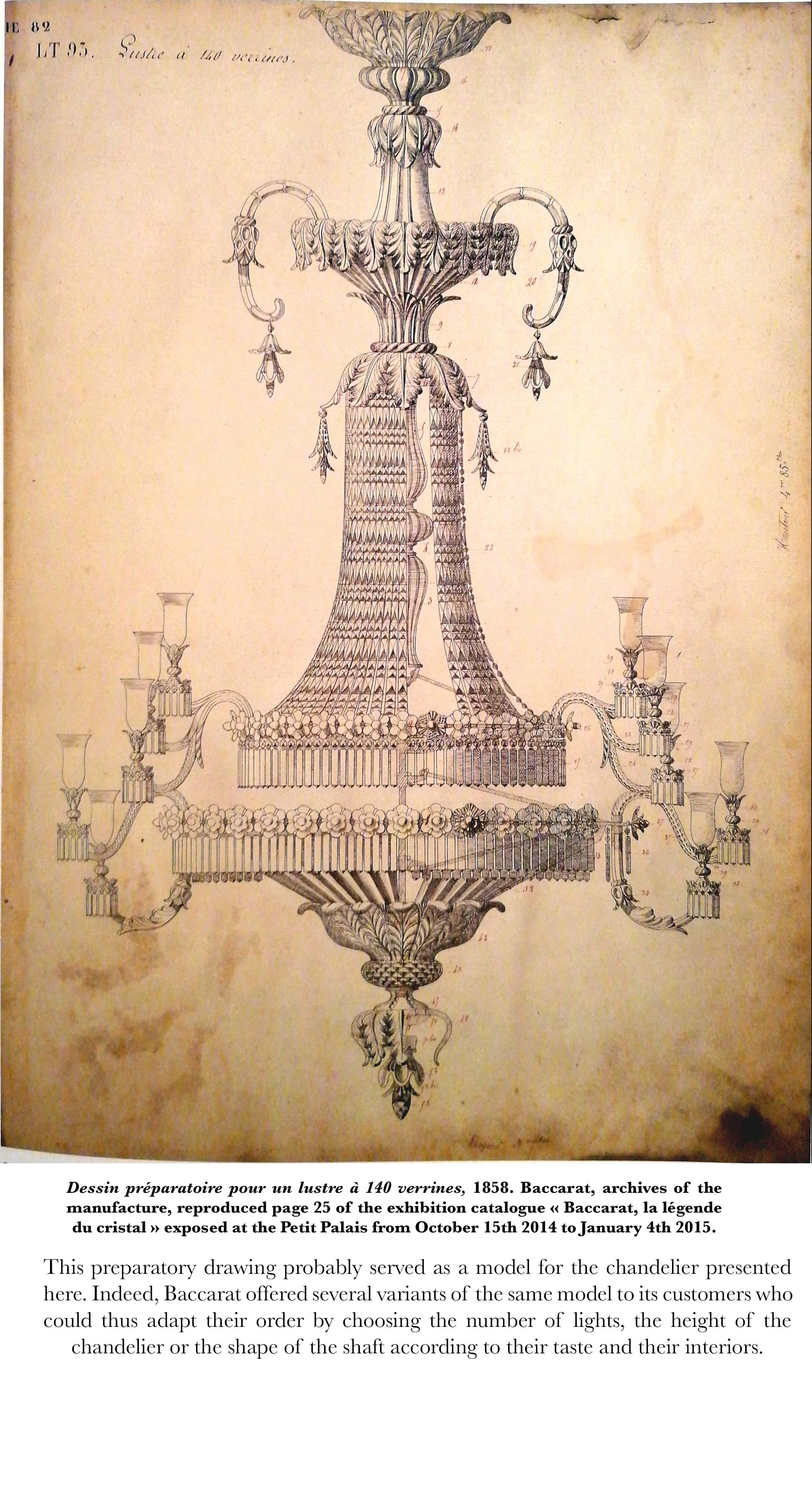 Exceptional Baccarat Chandelier and Its Ten Wall-Lights, France, Circa 1870 For Sale 8