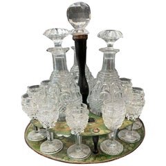 Vintage Exceptional Baccarat Cut Glass Tantalus Diamond et Feuilles, circa 1950