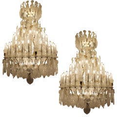 Exceptional Baccarat pair of rock crystal chandeliers classic H200Cm W120cm