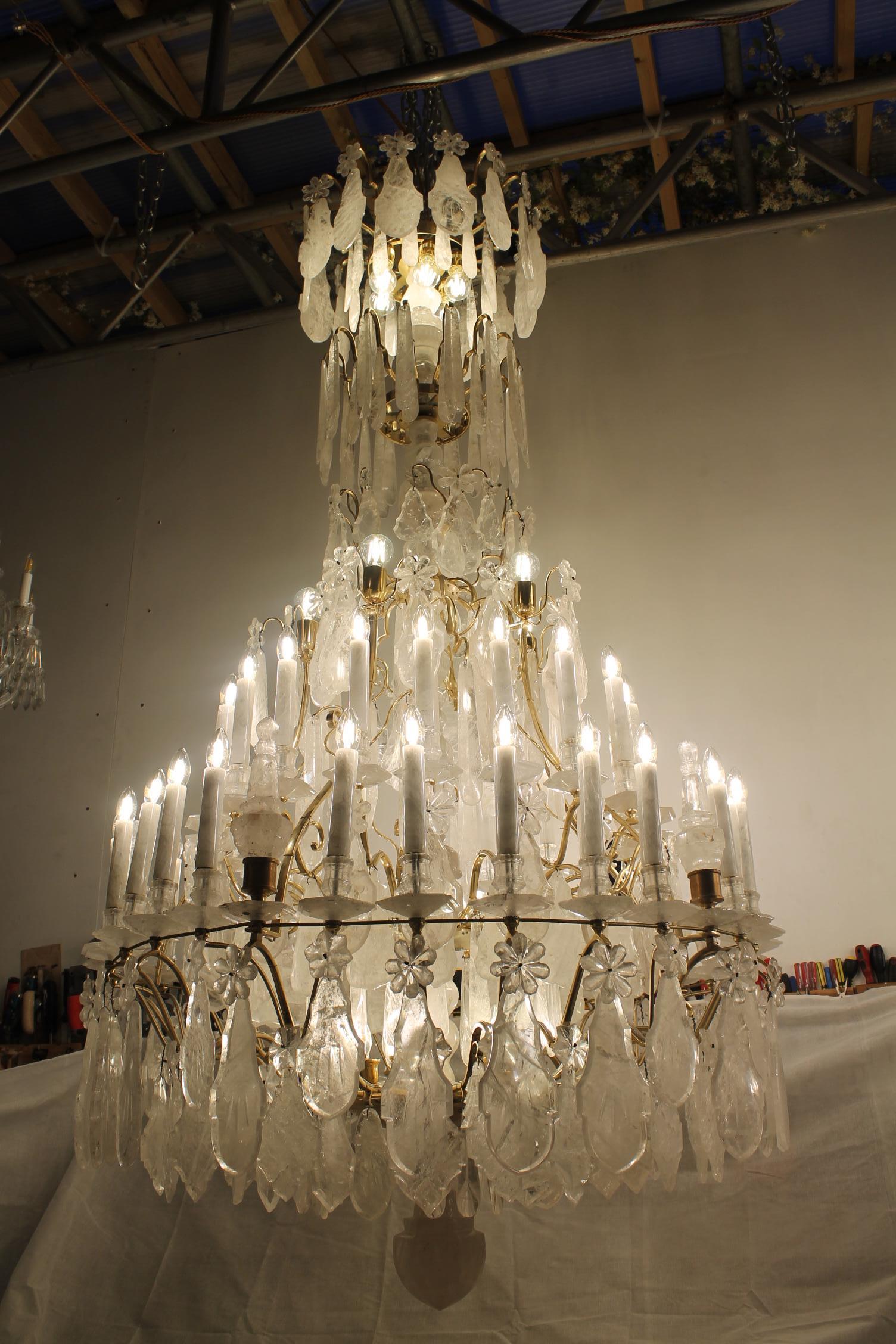 Bronze Exceptional Baccarat pair of rock crystal chandeliers  classic  H230Cm  W120cm For Sale