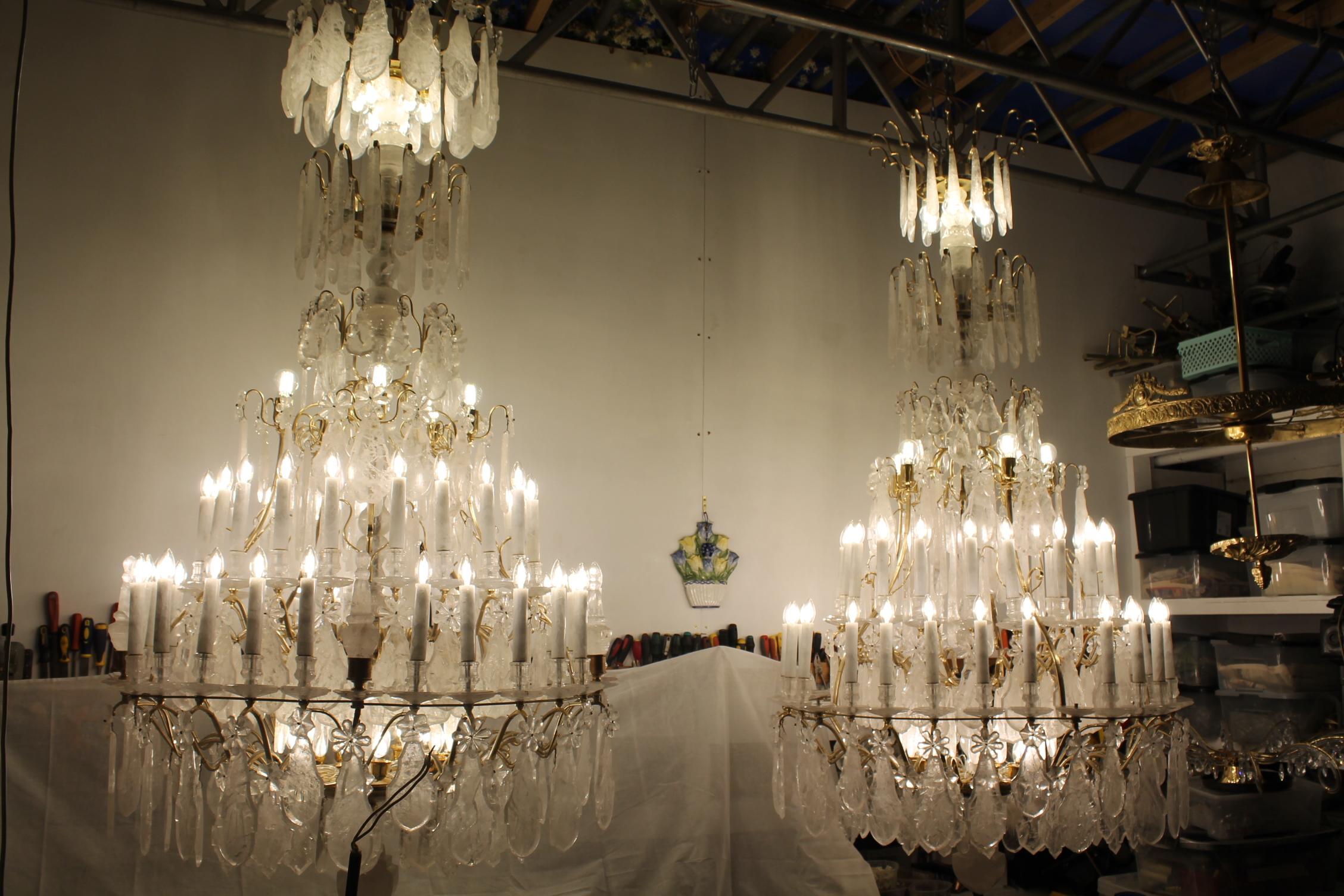 Contemporary Exceptional Baccarat pair of rock crystal chandeliers  classic  H230Cm  W120cm For Sale