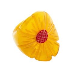 Exceptionnelle bague Ananas en jaune, années 50