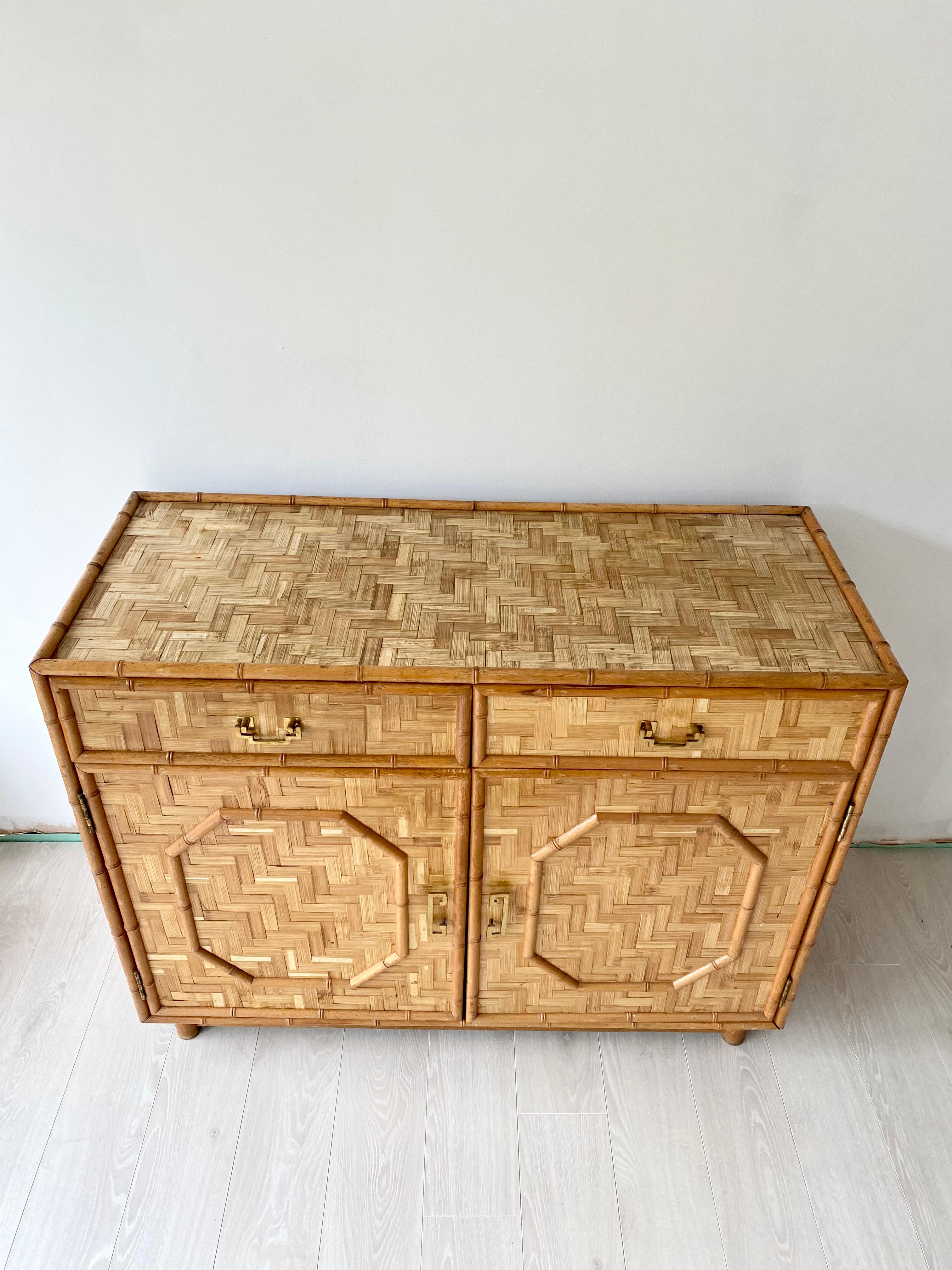 French Exceptional Bamboo and Rattan Sideboard