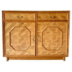 Retro Exceptional Bamboo and Rattan Sideboard