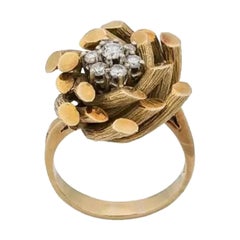 Exceptional Bamboo Diamond Vintage Cocktail Ring by Gubelin
