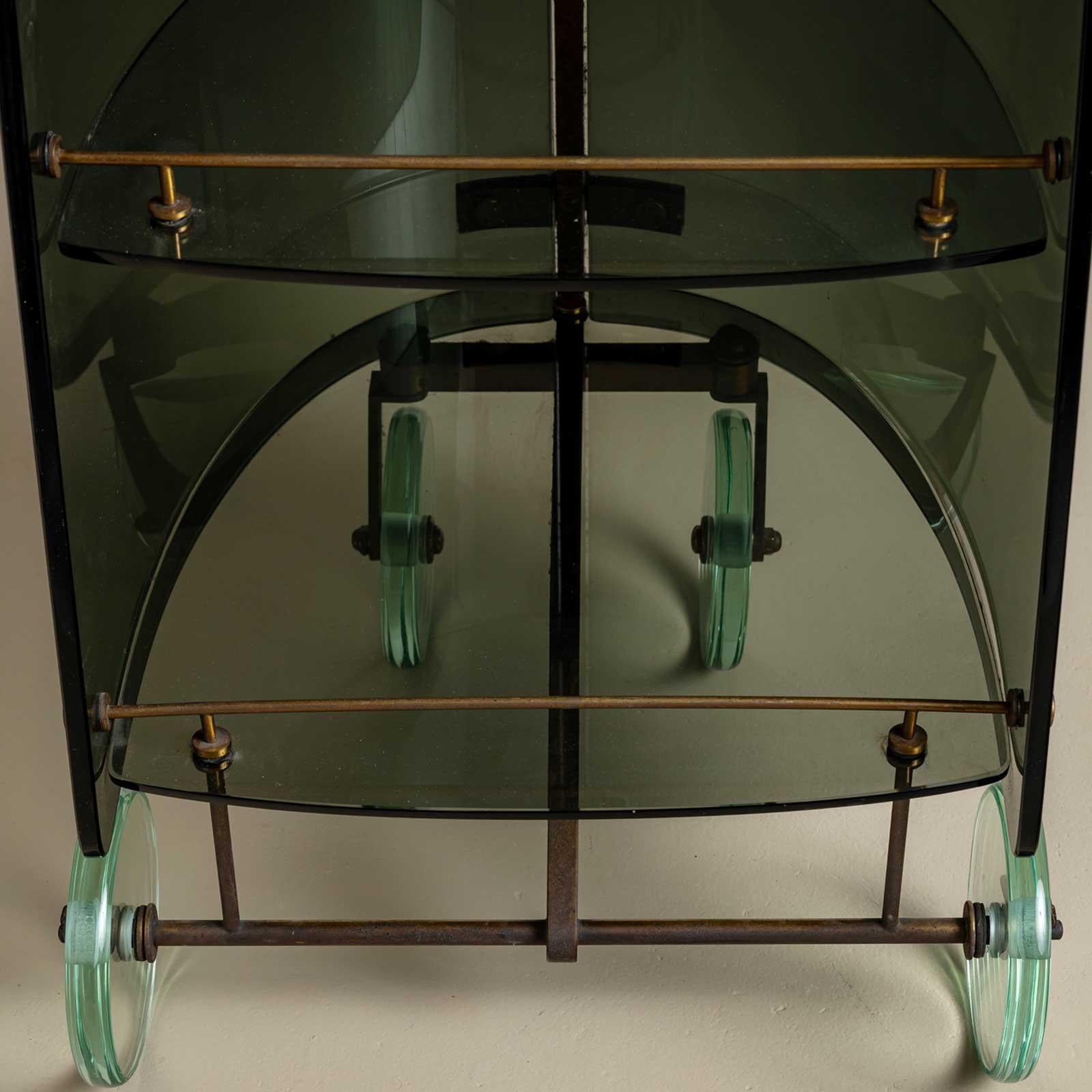 Exceptional Bar Cart, attributed to Fontana Arte, Mid-20th Century For Sale 9