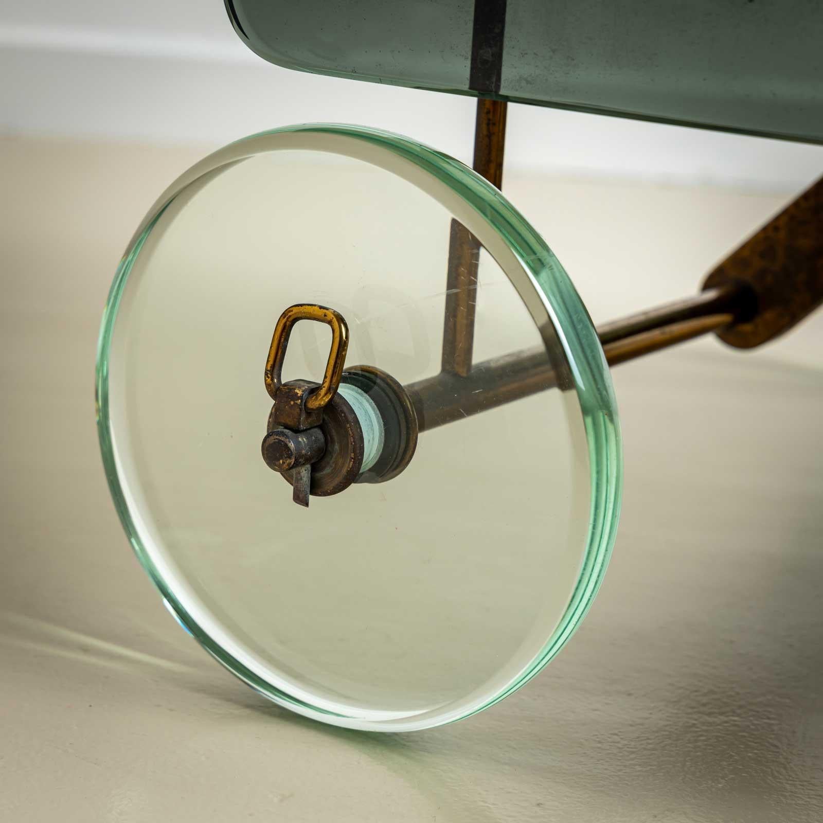 Exceptional Bar Cart, attributed to Fontana Arte, Mid-20th Century For Sale 4
