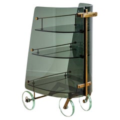 Eccezionale carrello da bar, attribuito a Fontana Arte, metà del XX secolo