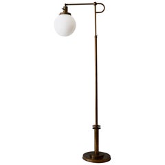 Antique Exceptional Bauhaus Art Deco Articulated Brass Floor Lamp, Germany, 1920s