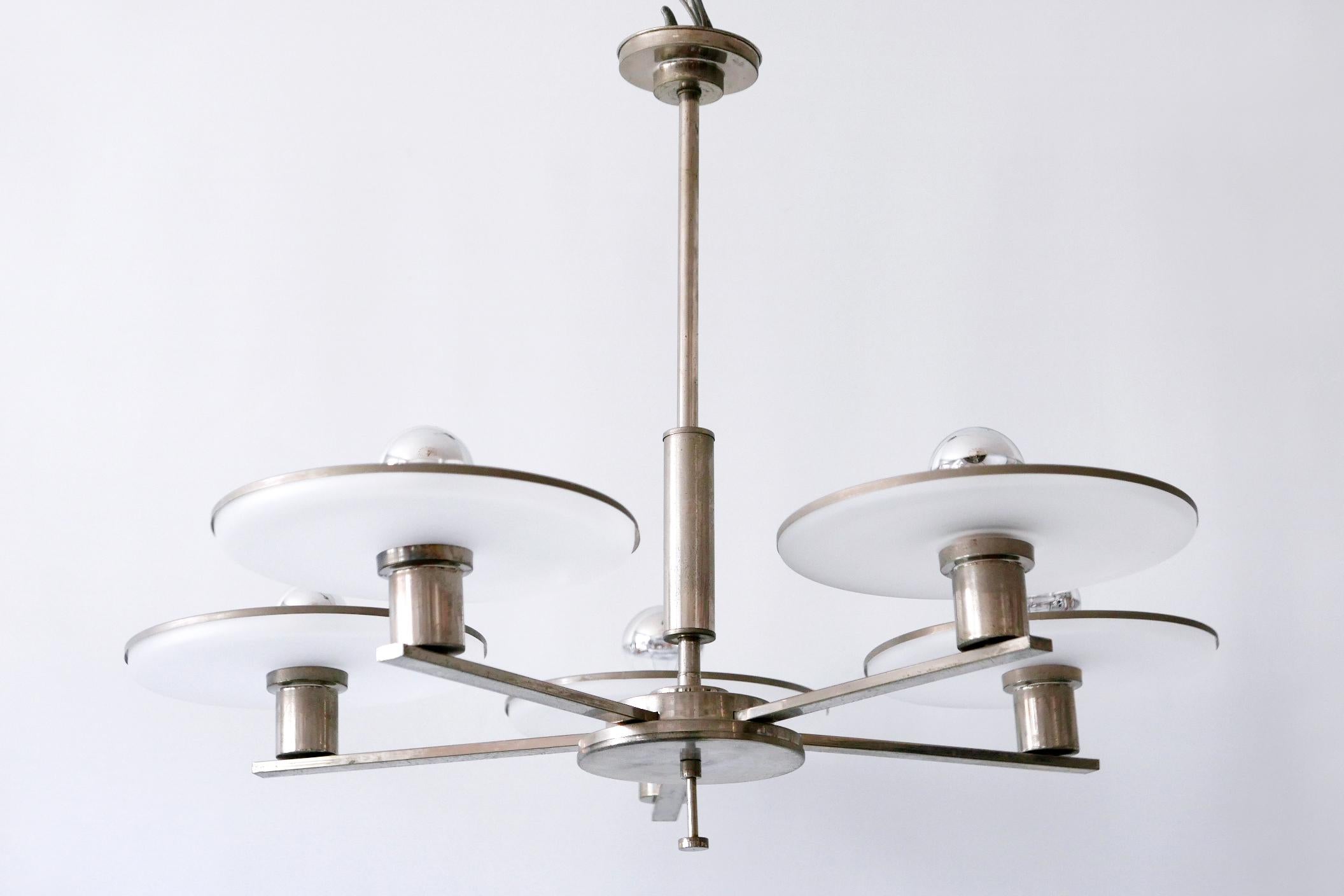 Exceptional Bauhaus / Art Deco Chandelier or Pendant Lamp, 1930s, Germany For Sale 5