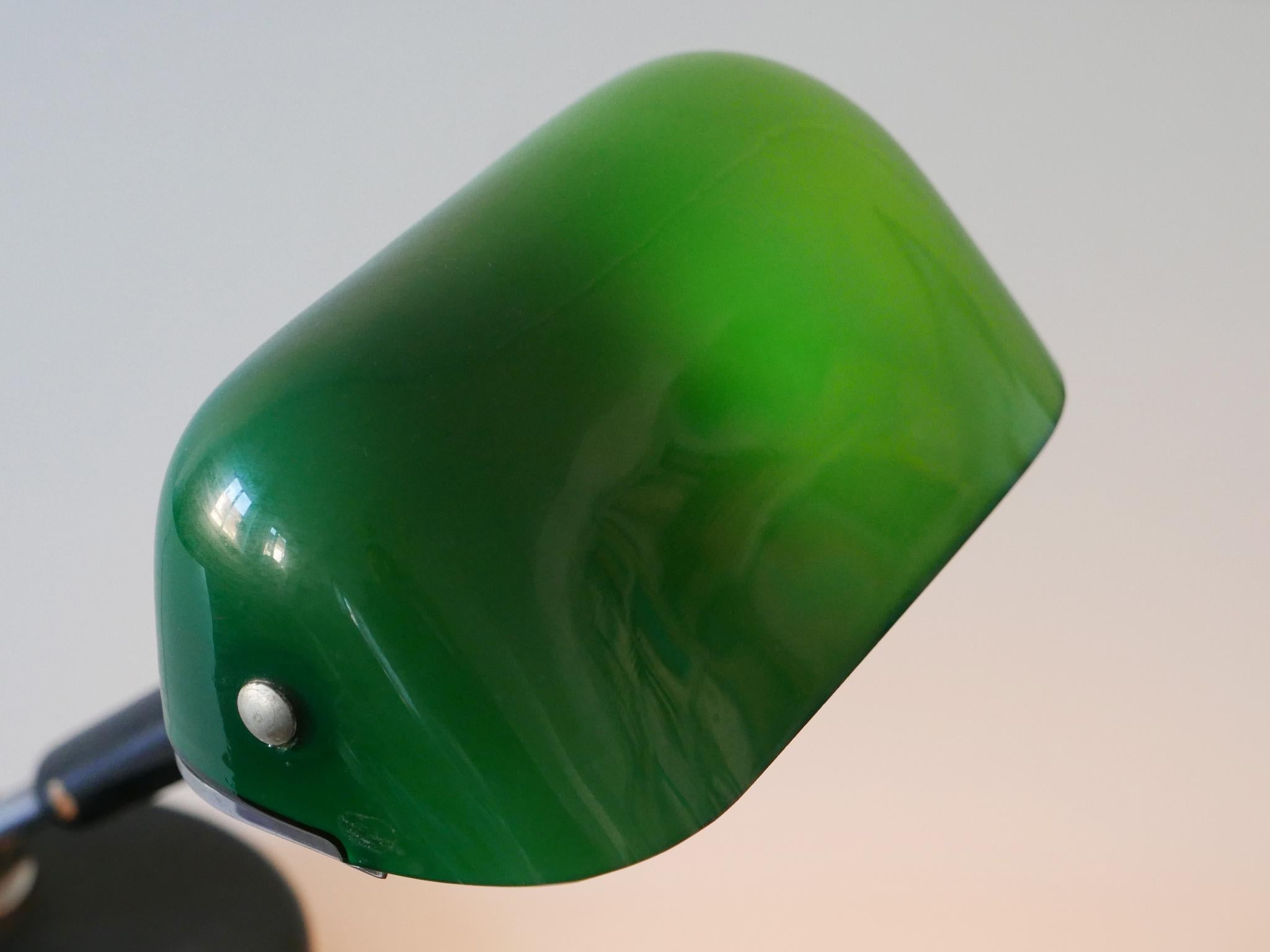 Exceptional Bauhaus Bankers Table Lamp with Original Green Glass, 1930s, Germany 11