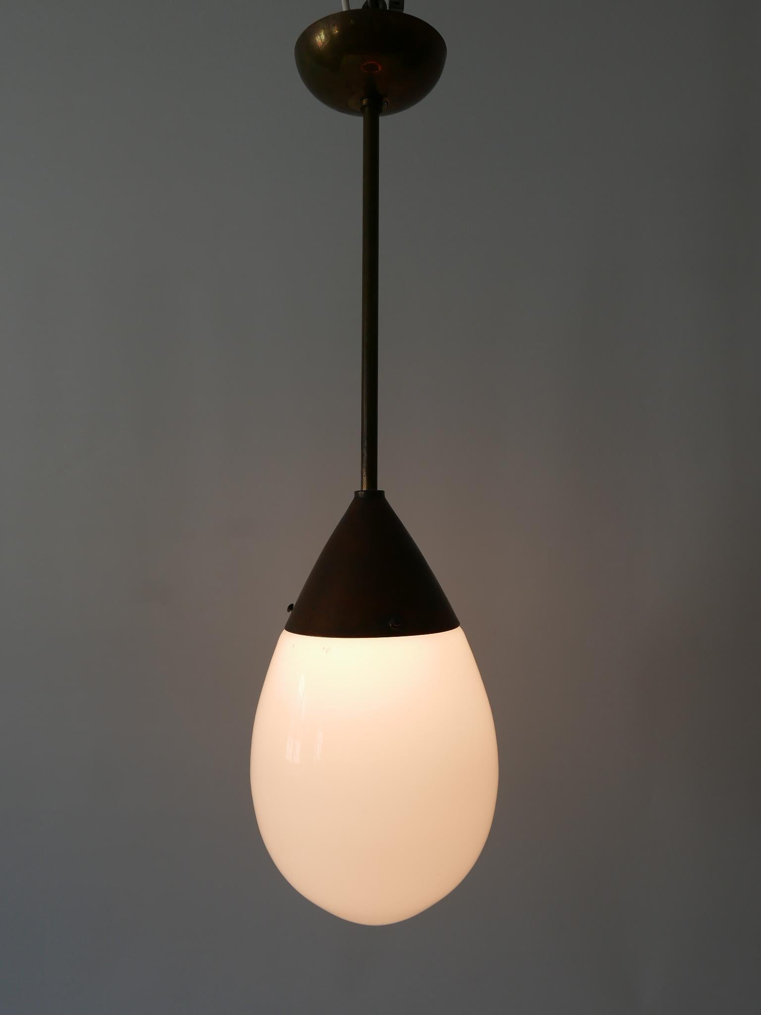 Opaline Glass Exceptional Bauhaus Pendant Lamp or Hanging Light Drop by Siemens 1920s, Germany For Sale