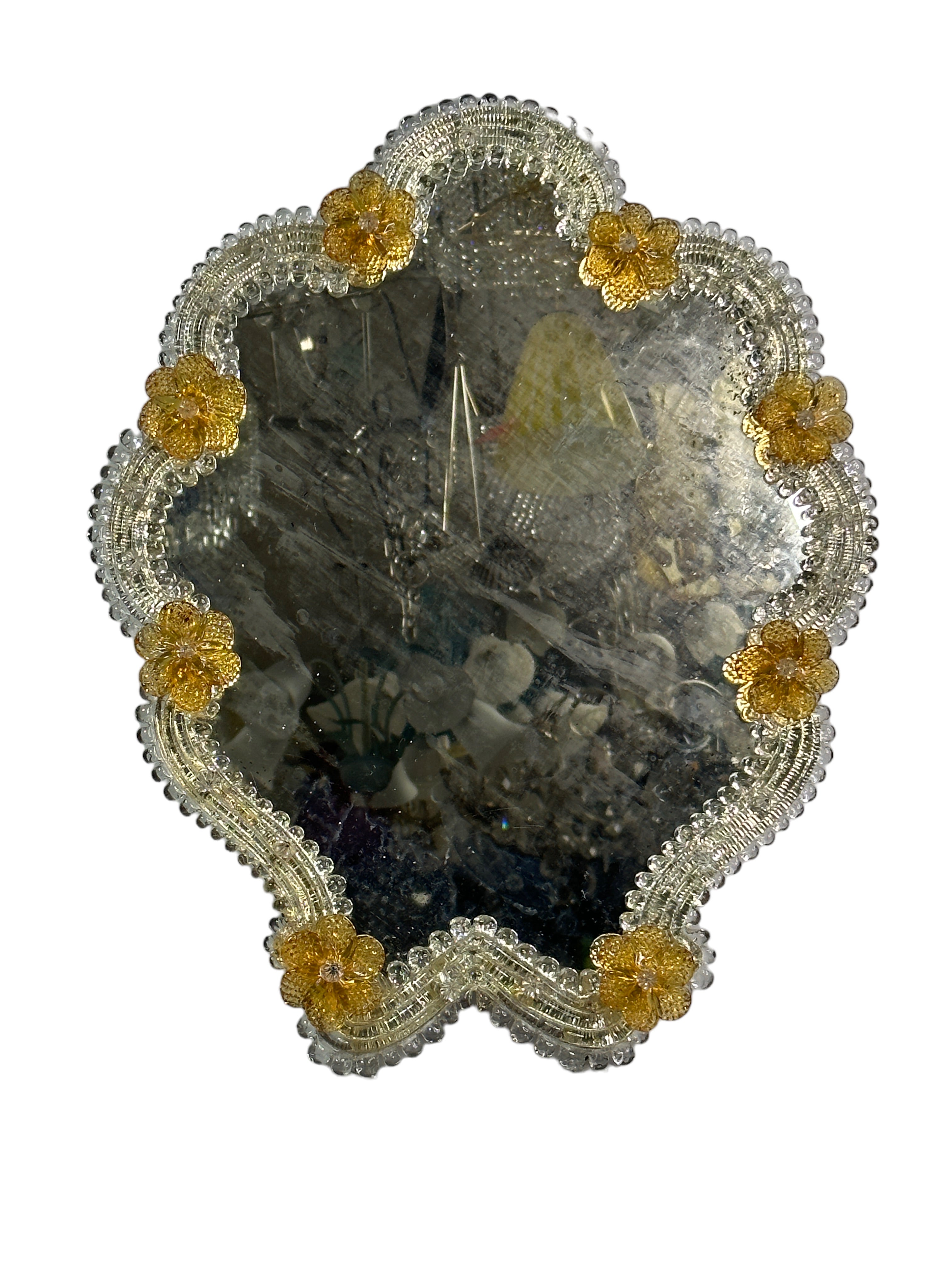 Exceptional Beautiful Murano Glass Wall Mirror 1930s, Venice Italy For Sale