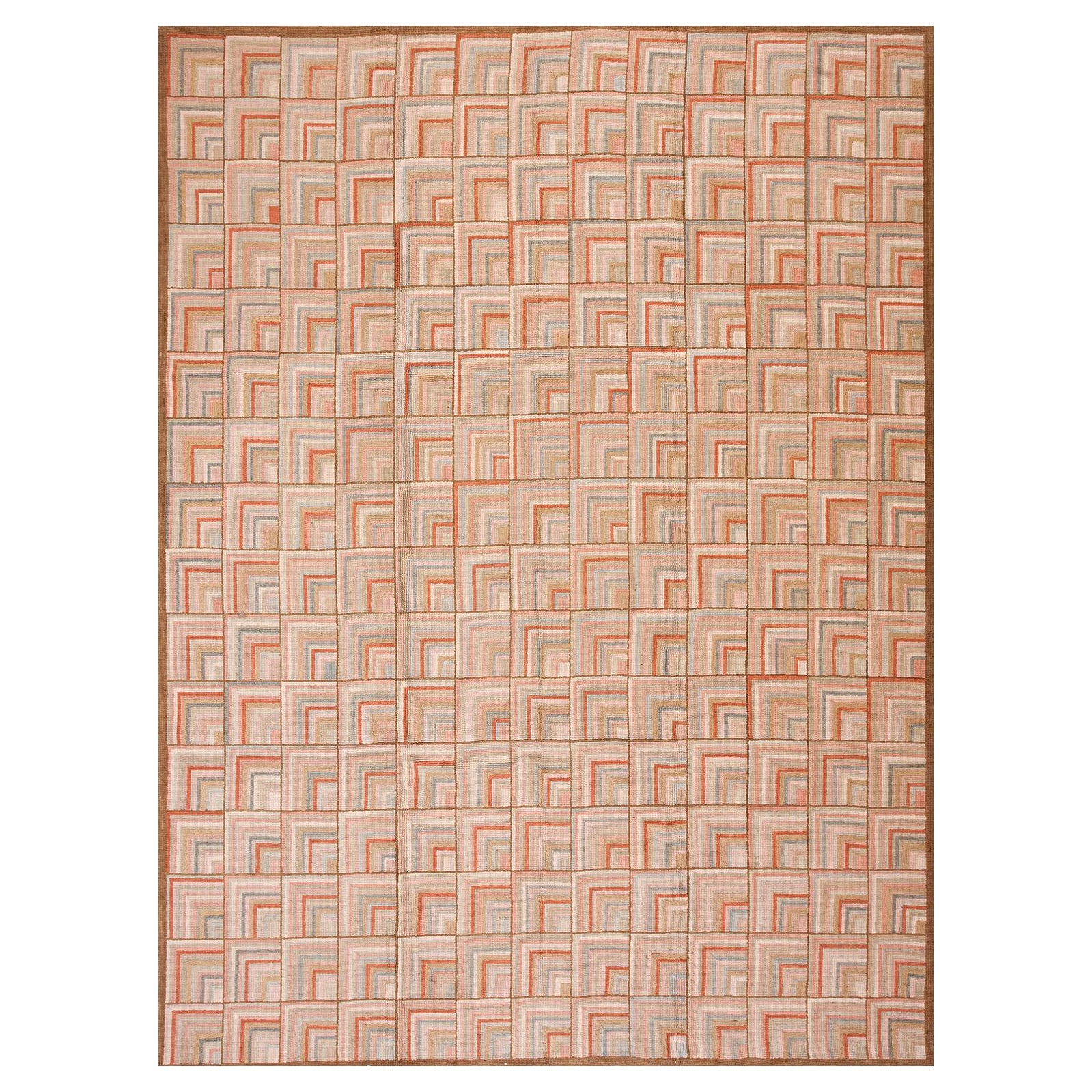 Exceptional Beige Color Modern Style Contemporary Cotton American Hooked Rug