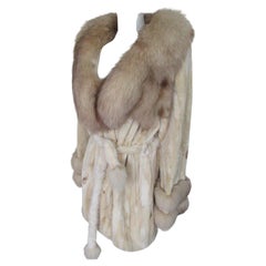 Exceptional Belted Mink Fox Sable Fur Coat