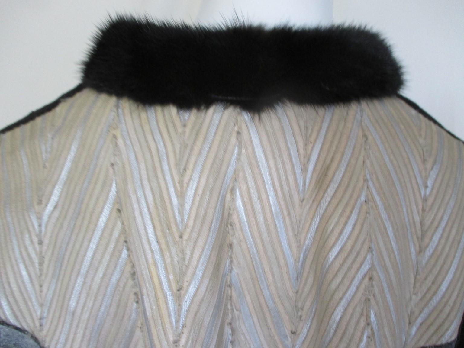Women's or Men's Exceptional Black and White Flared Mink Fur Coat For Sale