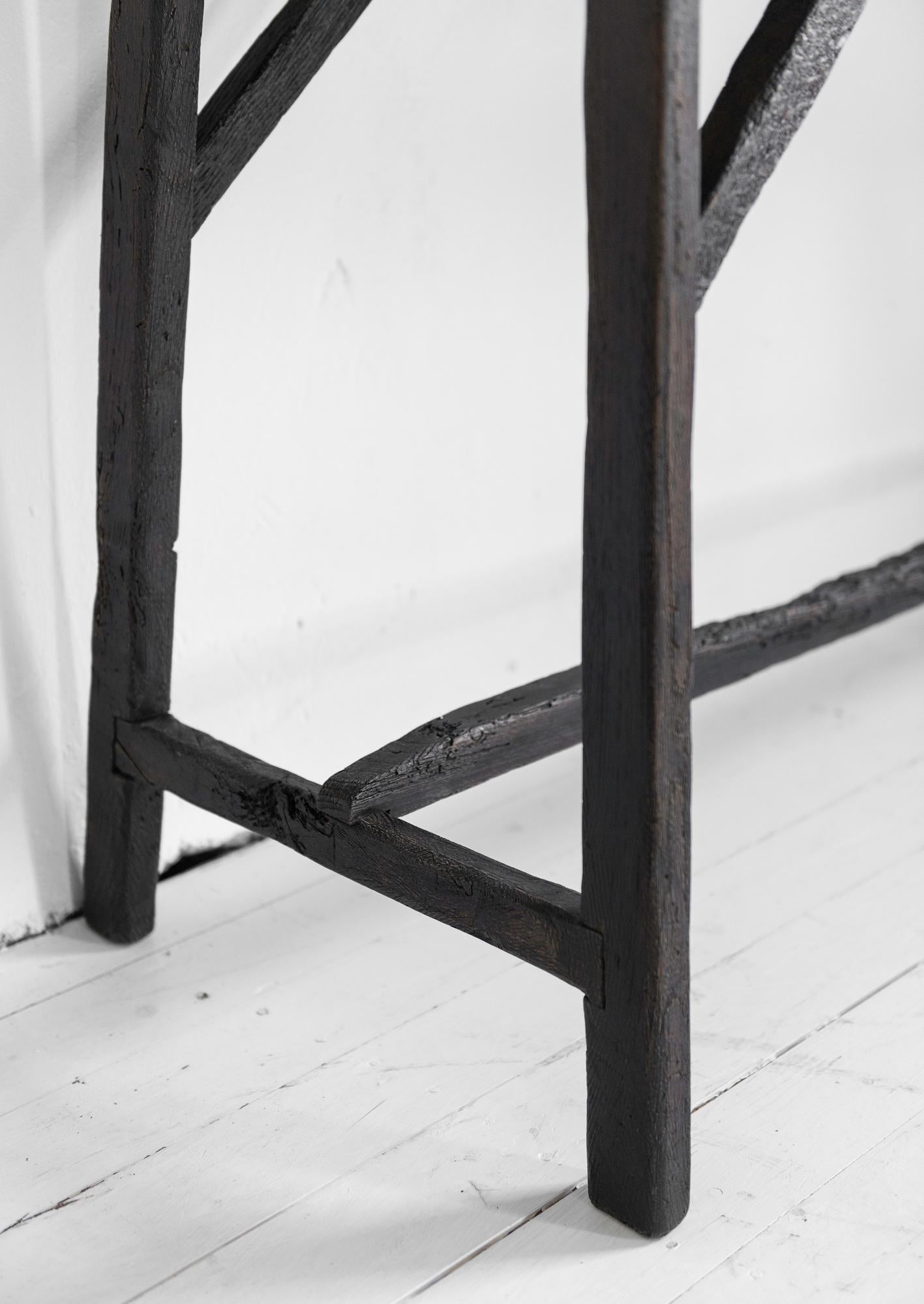 Exceptional Black Brown 18th Century Minimalistic Console Table 3