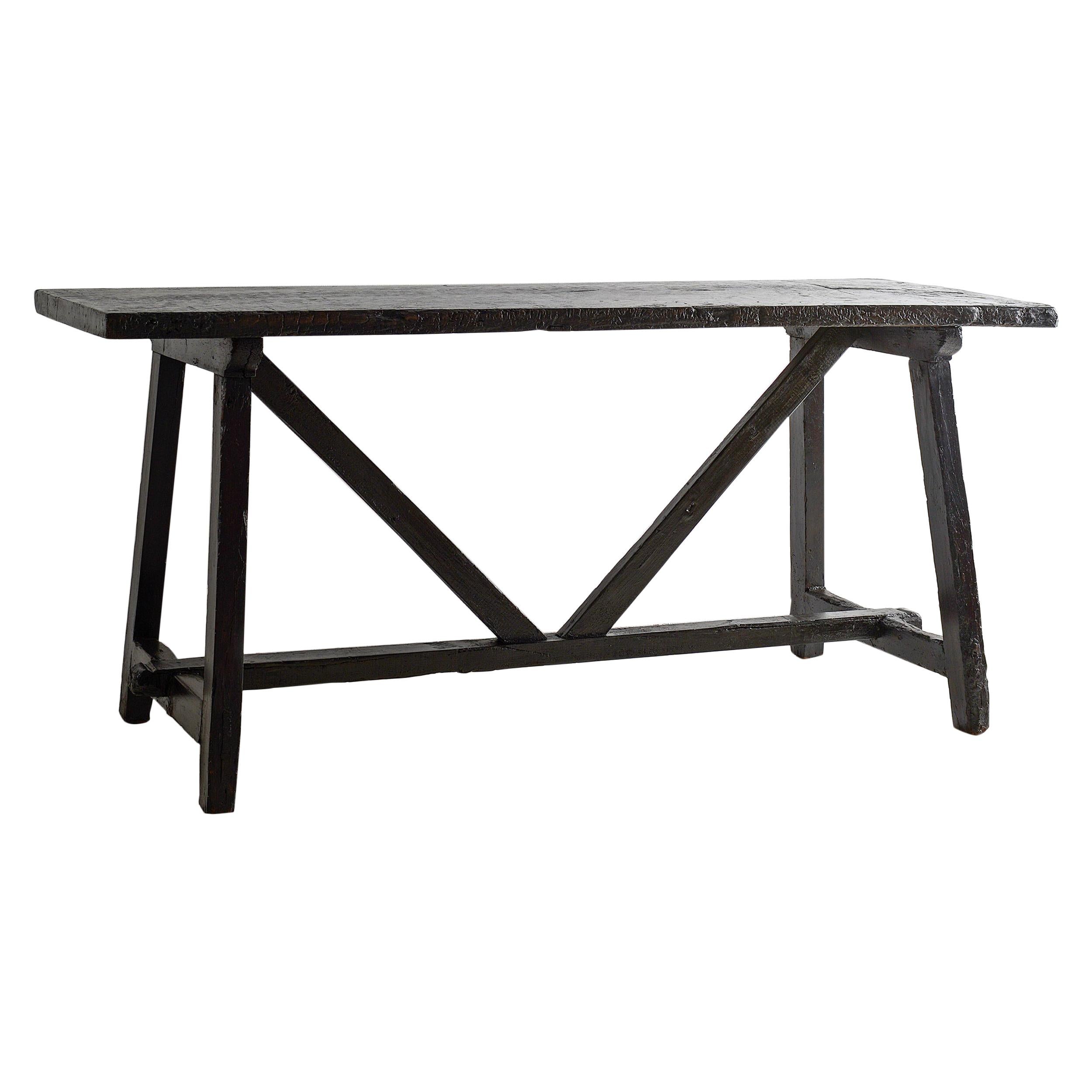 Exceptional Black Brown 18th Century Minimalistic Table
