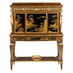 Exceptional Black & Gold Lacquer Louis XVI Style Cabinet by Maison Kriéger