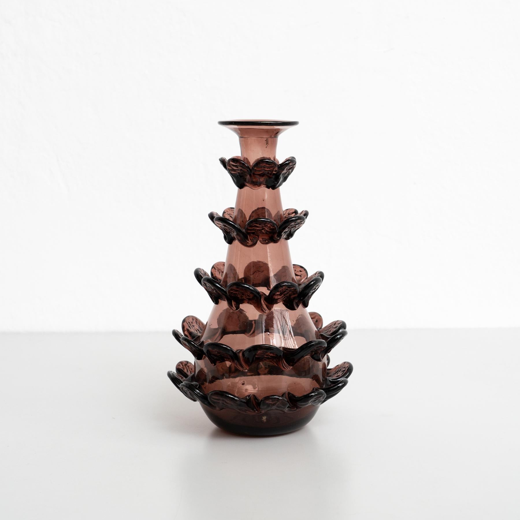 Mid-Century Modern Exceptionnel vase en verre soufflé - Circa 1940 - Artisanat espagnol en vente