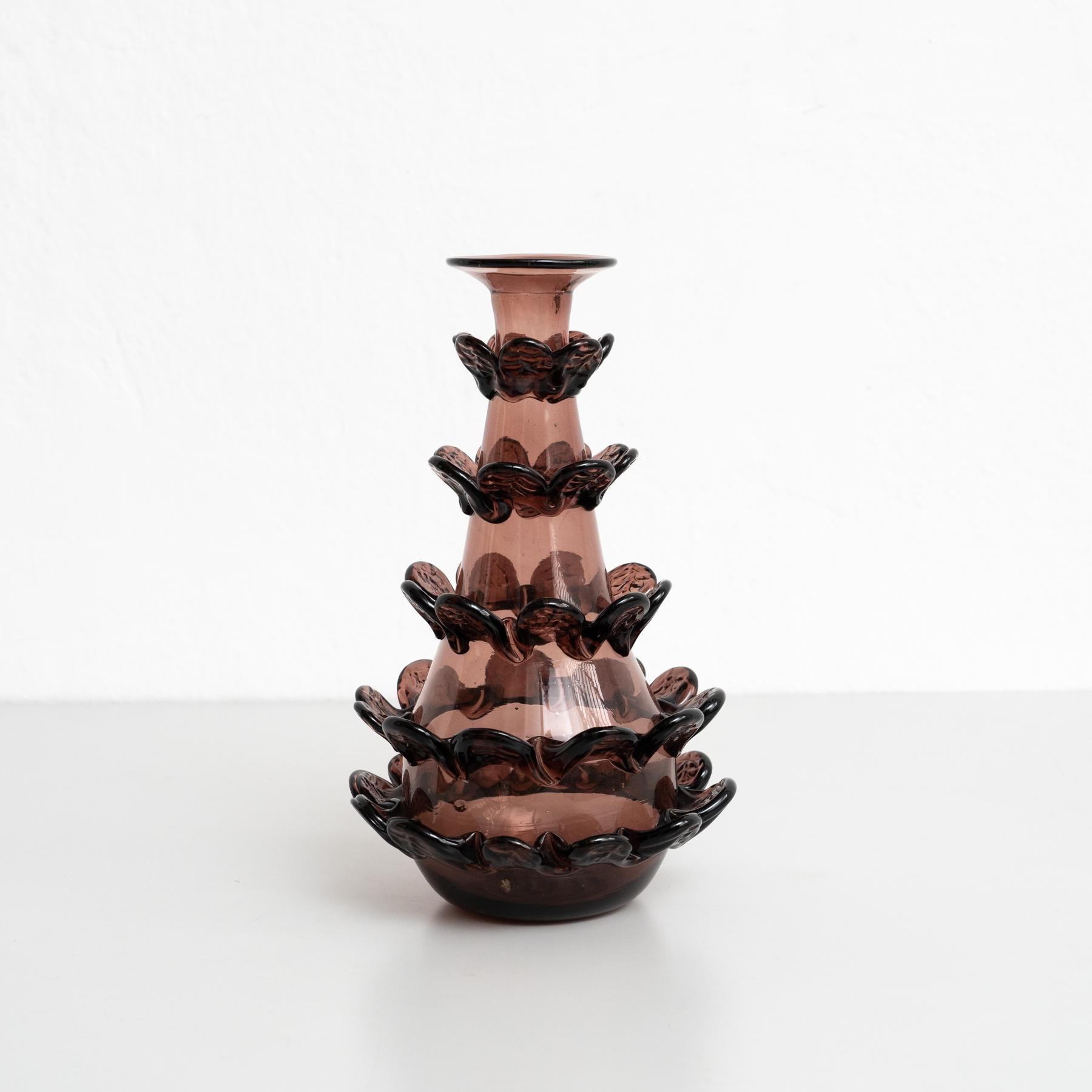 Espagnol Exceptionnel vase en verre soufflé - Circa 1940 - Artisanat espagnol en vente