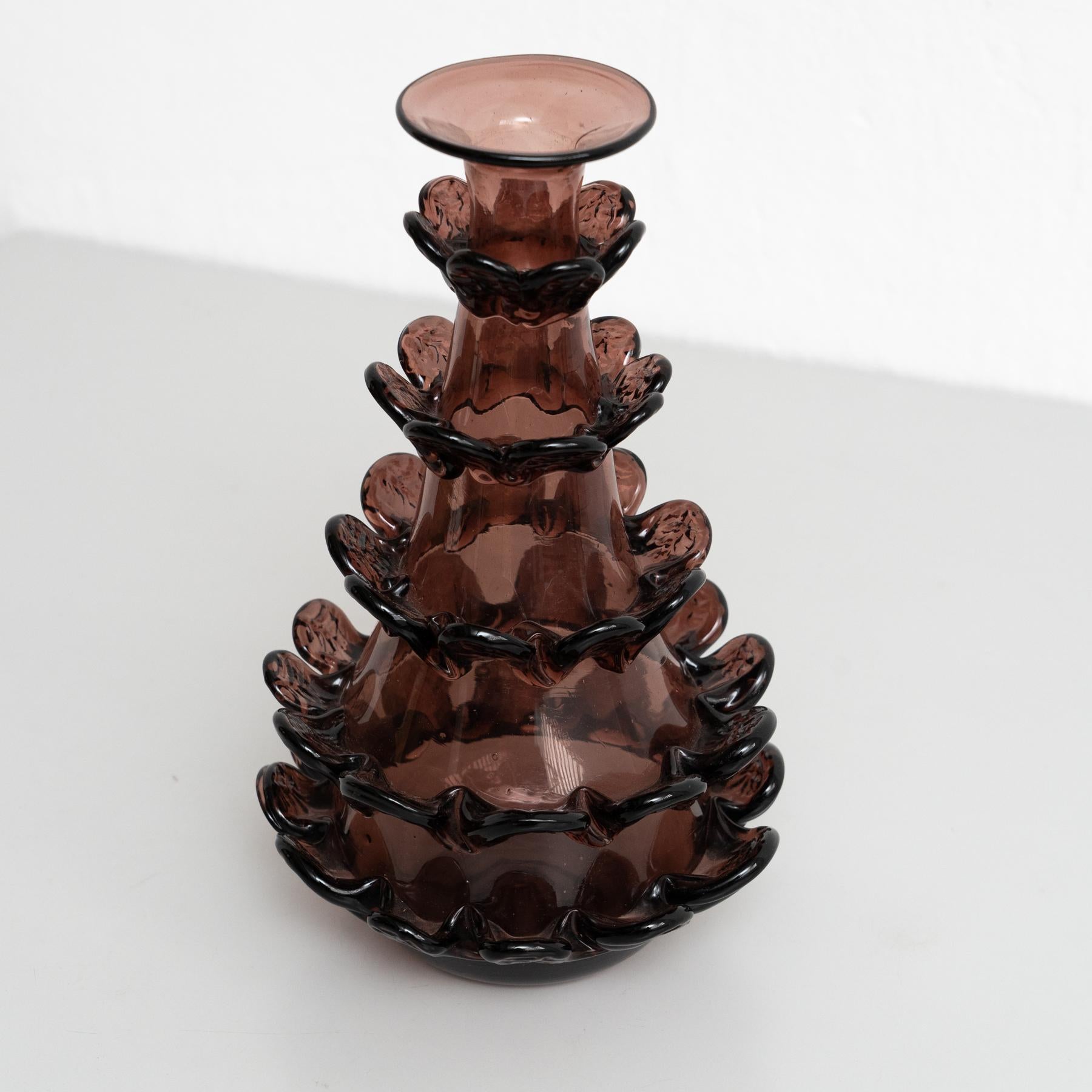 20th Century Exceptional Blown Glass Vase - Circa 1940 - Spanish Craftsmanship For Sale