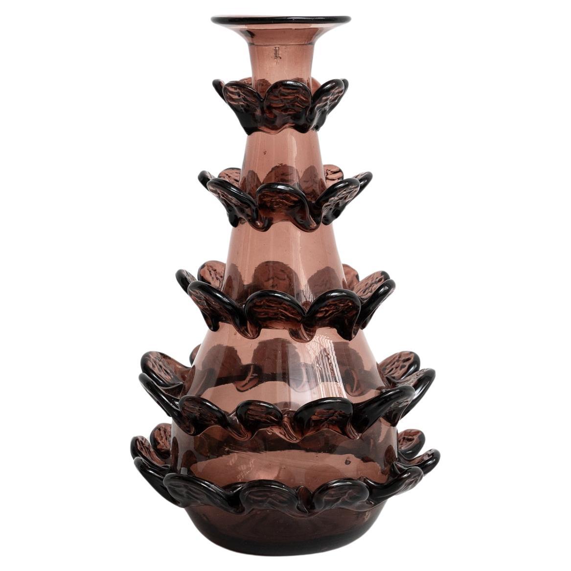 Außergewöhnliche Vase aus geblasenem Glas – um 1940 – spanische Handwerkskunst