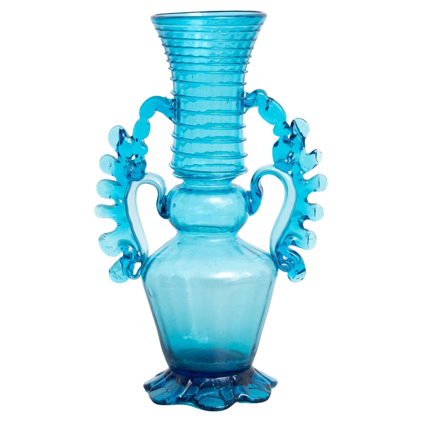 Exceptionnel vase en verre soufflé - début du XXe siècle - artisanat espagnol en vente