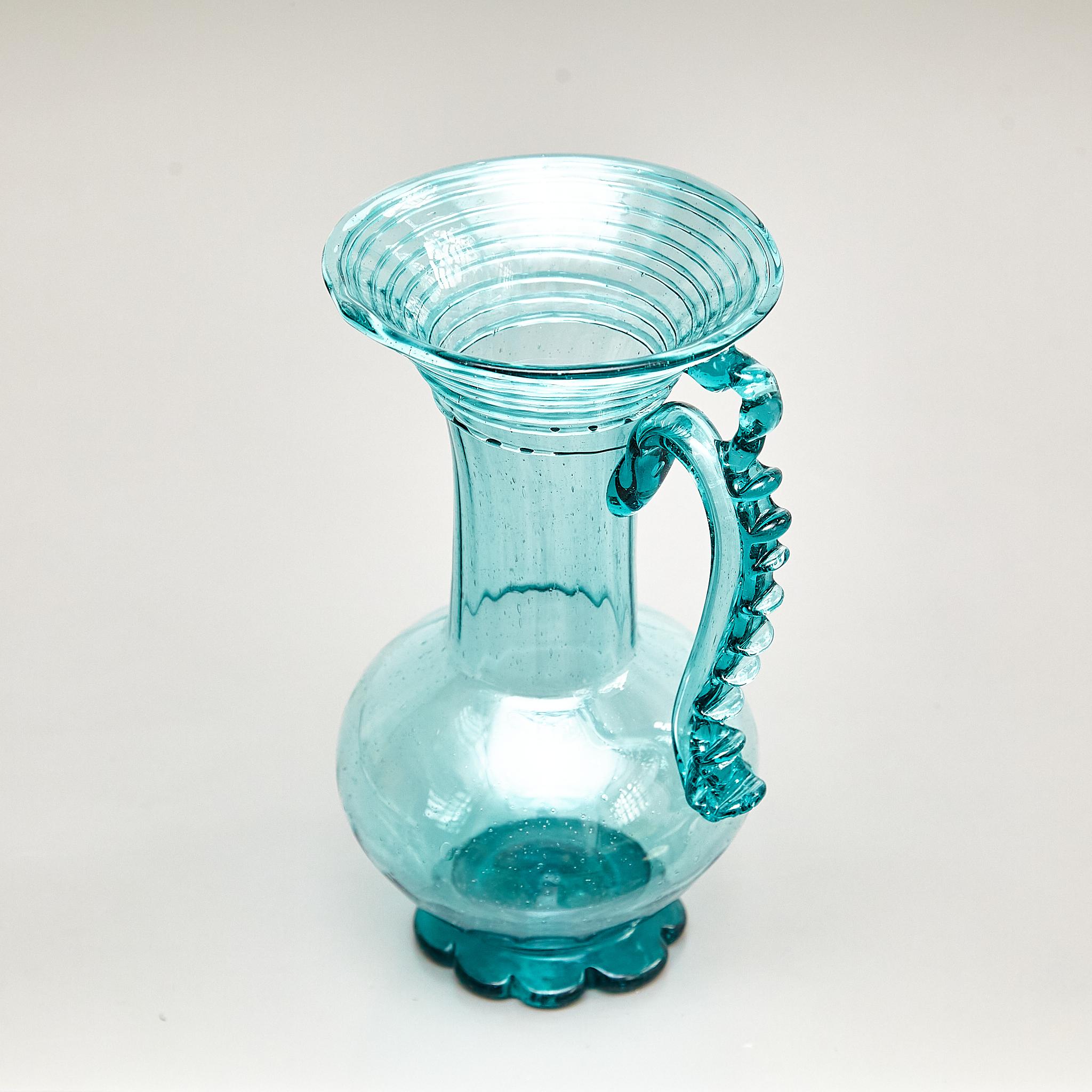 Exceptional Blue Blown Glass Vase - Circa 1940 - Spanish Craftsmanship 2