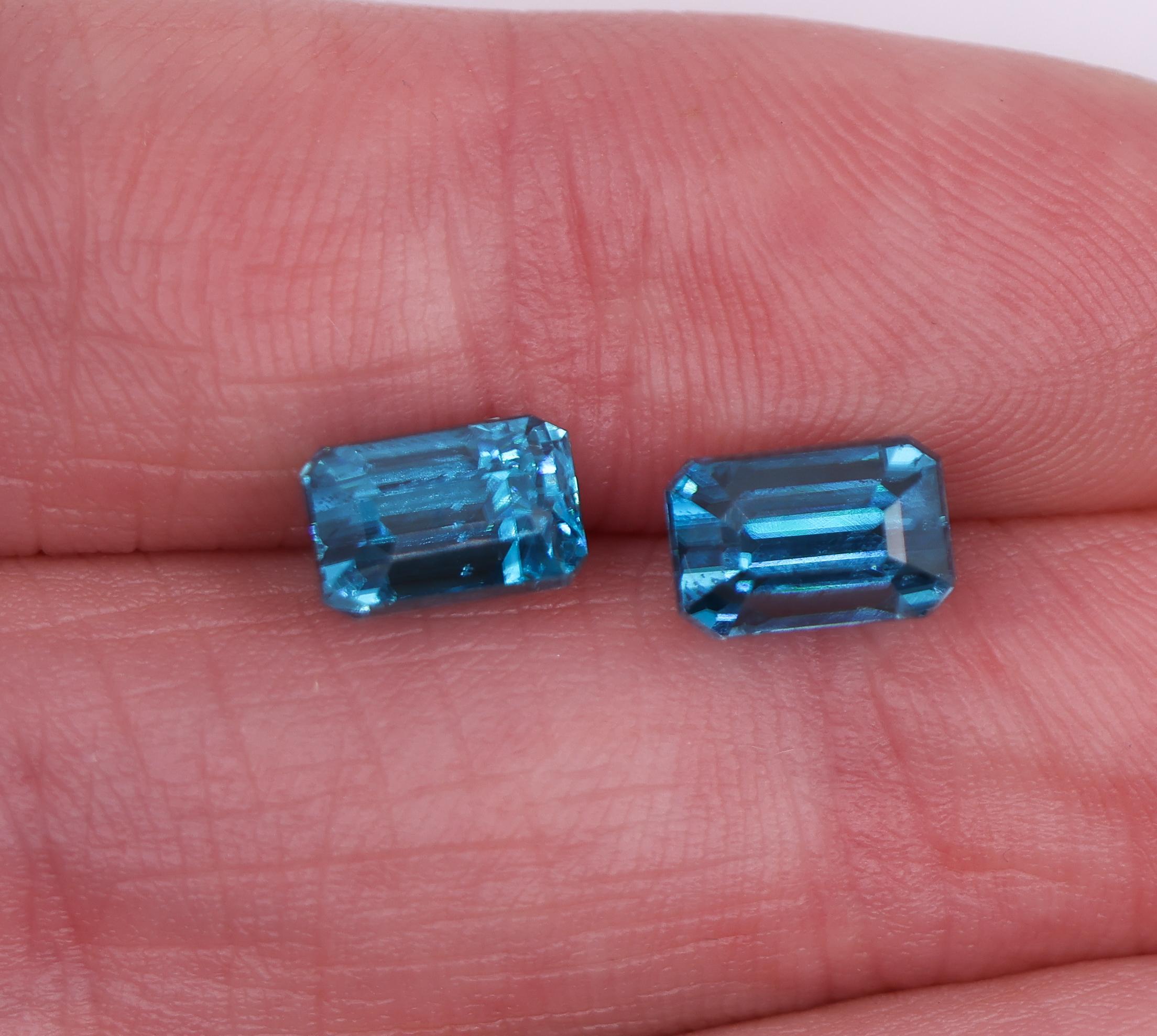 A lovely matched pair to make a fabulous set of earrings or matched rings/pendants! Could this be your something blue? *Sold as a set*

Cambodian Zircon is the perfect eco-friendly alternative to diamonds! A deeper cut and higher weight than most