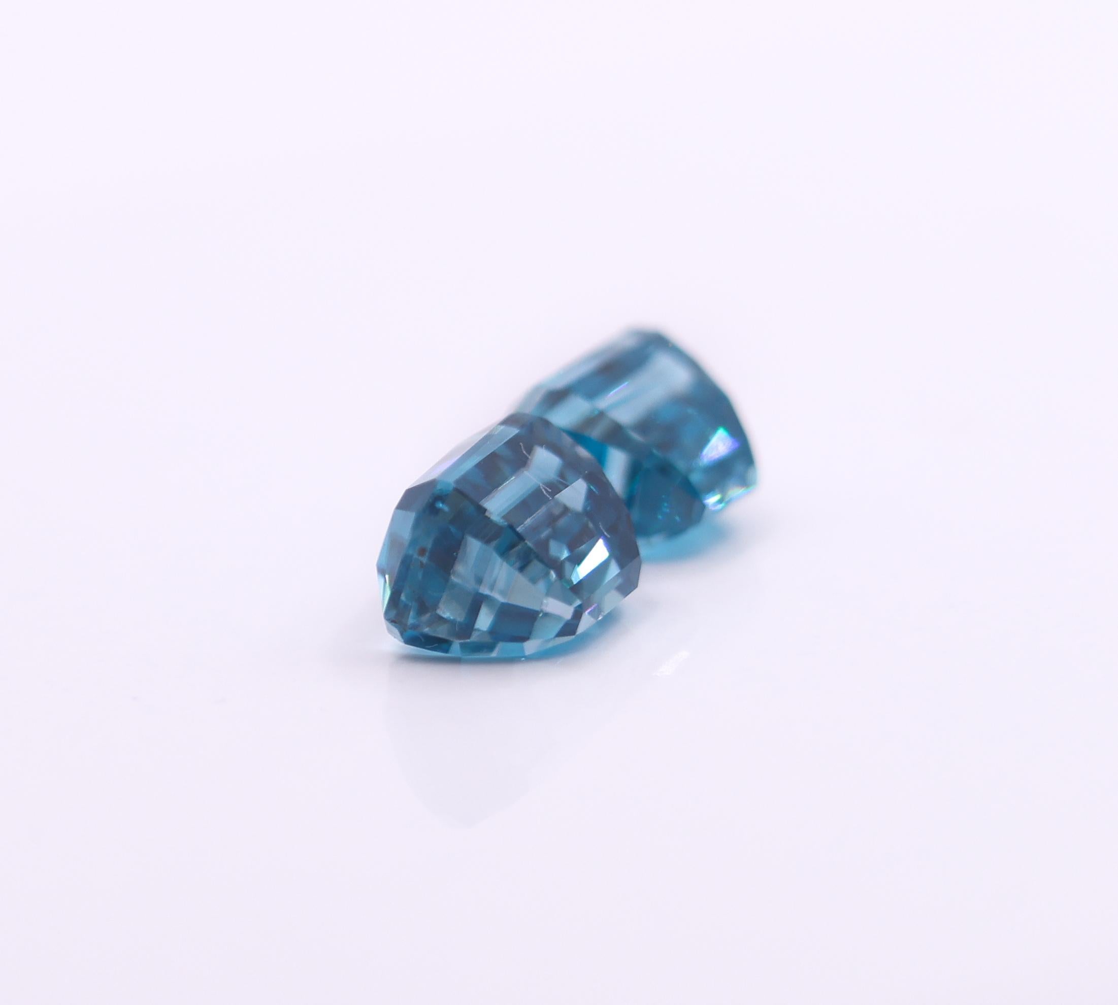 Exceptional Blue Zircon Matched Pair  EM 8x5mm In New Condition For Sale In Columbus, OH