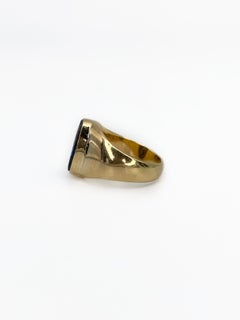 Exceptional Boulder Black Opal 18K Yellow Gold Signet Ring