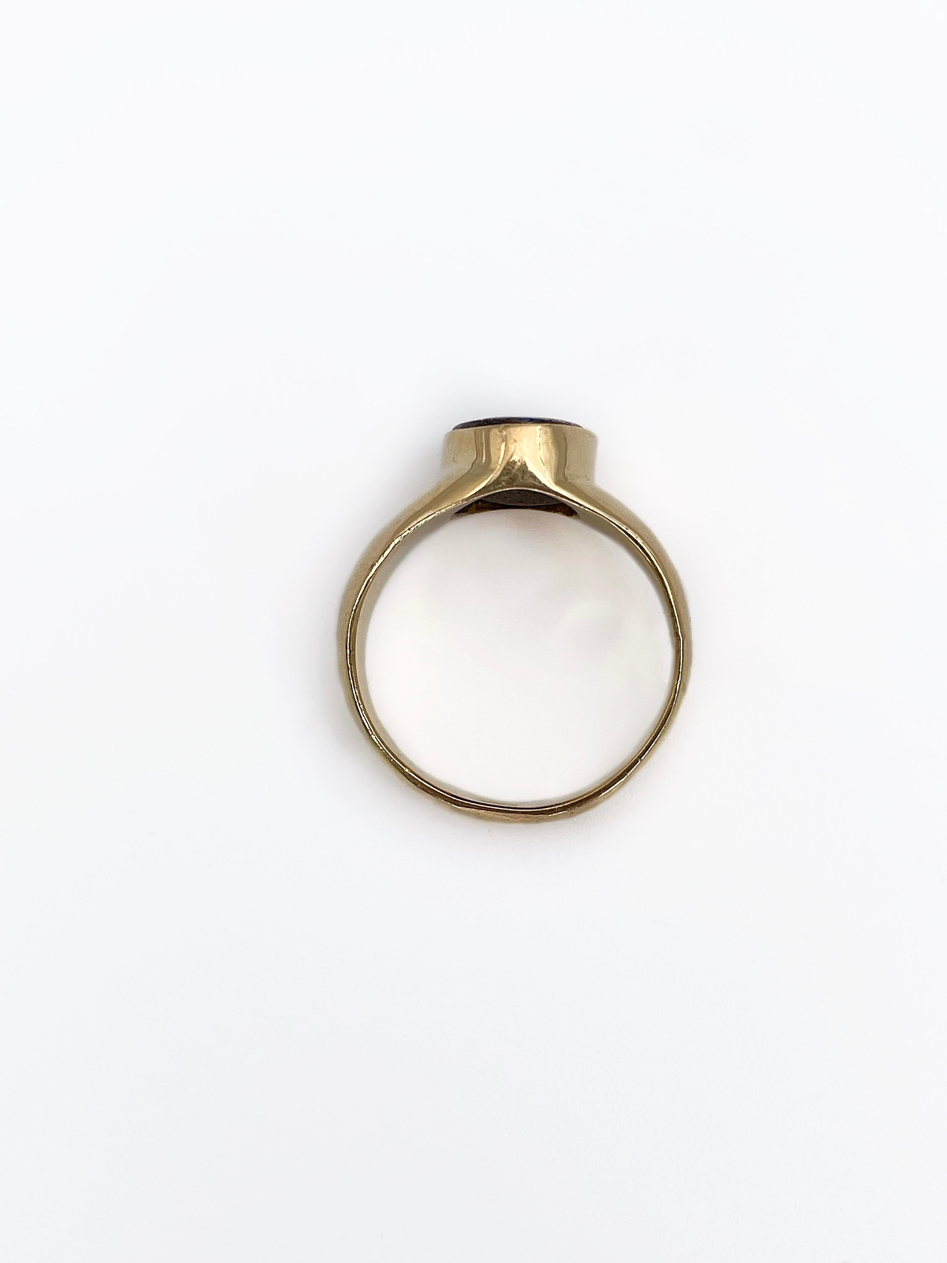 Modern Exceptional Boulder Black Opal 18K Yellow Gold Signet Ring