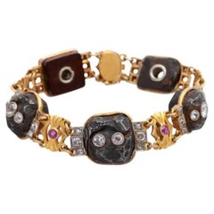 Exceptional Bracelet Made of Iron Elements with Old European Cut Diamonds