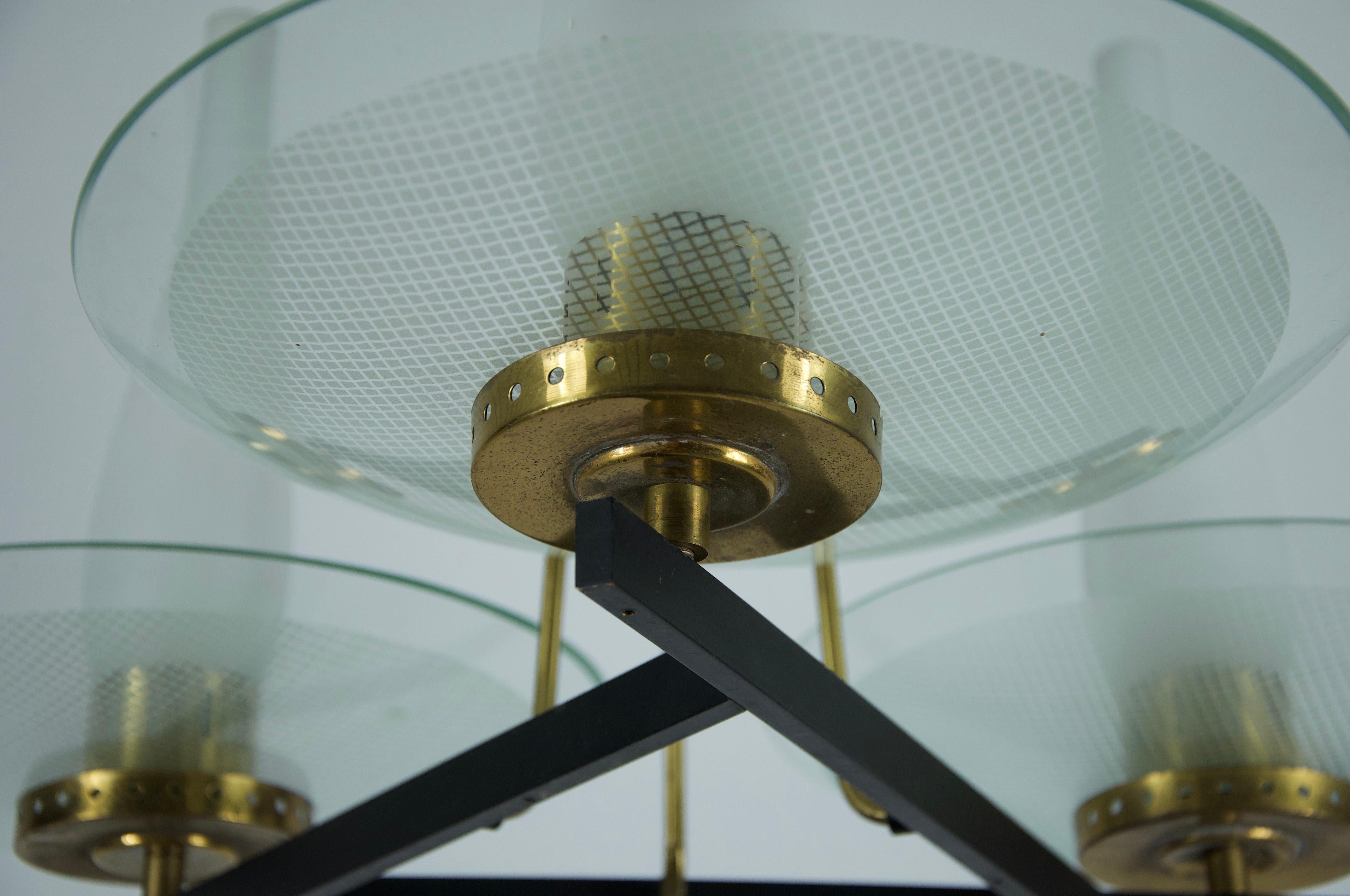 Exceptionnel lustre en laiton et verre de Stilnovo, années 1960, Italie en vente 9