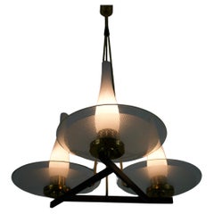 Exceptional Brass and Glass Chandelier by Stilnovo, 1960s, Italy