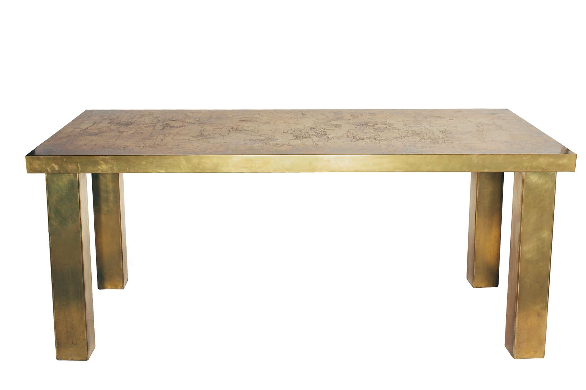 Exceptional brass dining table/desk in the Spirit of Georges Mathias, circa 1970.

Since Schumacher was founded in 1889, our family-owned company has been synonymous with style, taste, and innovation. A passion for luxury and an unwavering