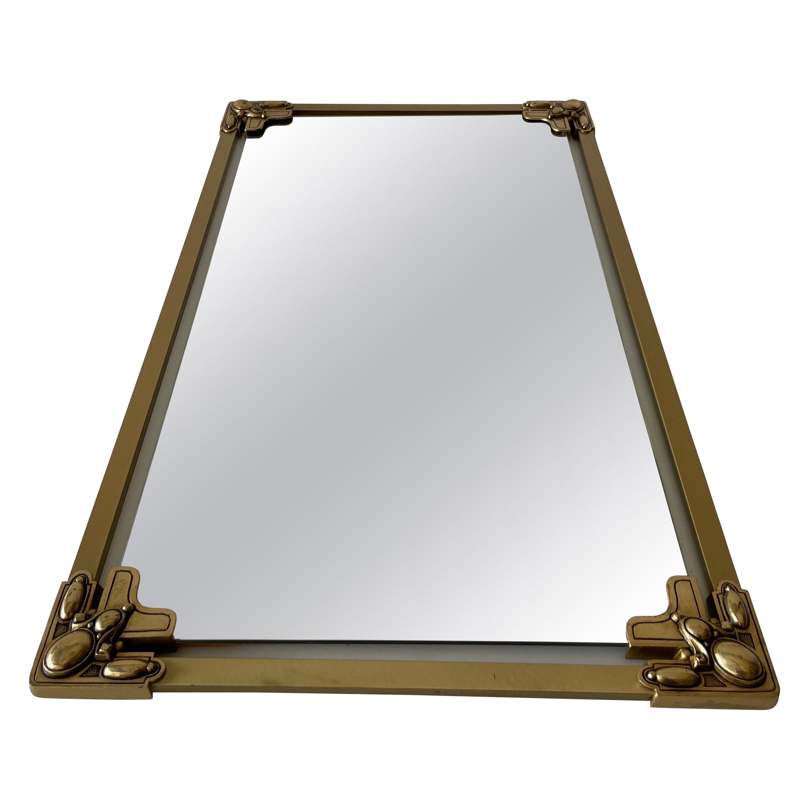 Exceptional Brass Frame Mid-century Wall Mirror, 1960s, Germany en vente