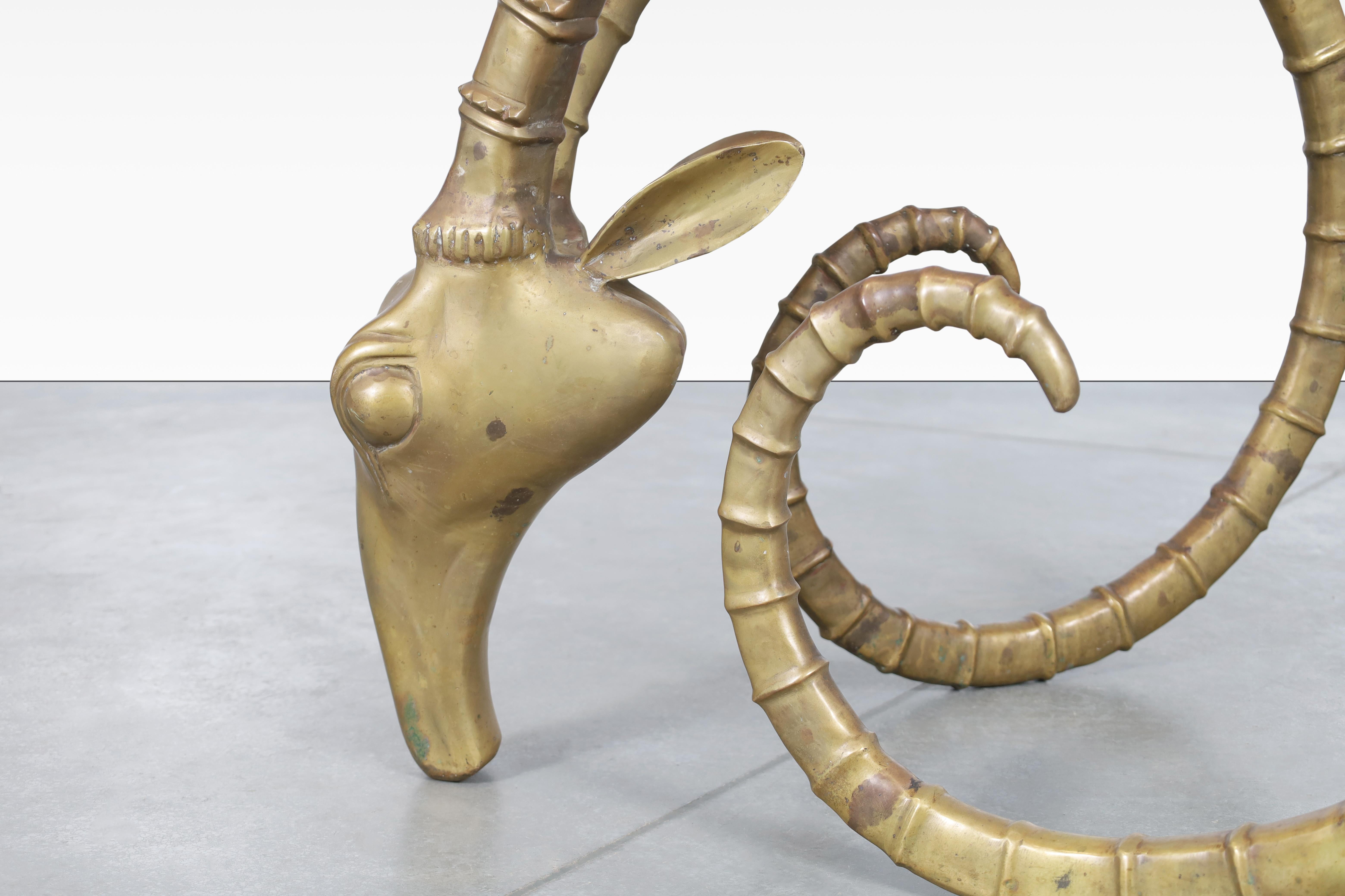 Exceptional Brass Ibex Rams Head Dining Table in the Style of Alain Chervet For Sale 5