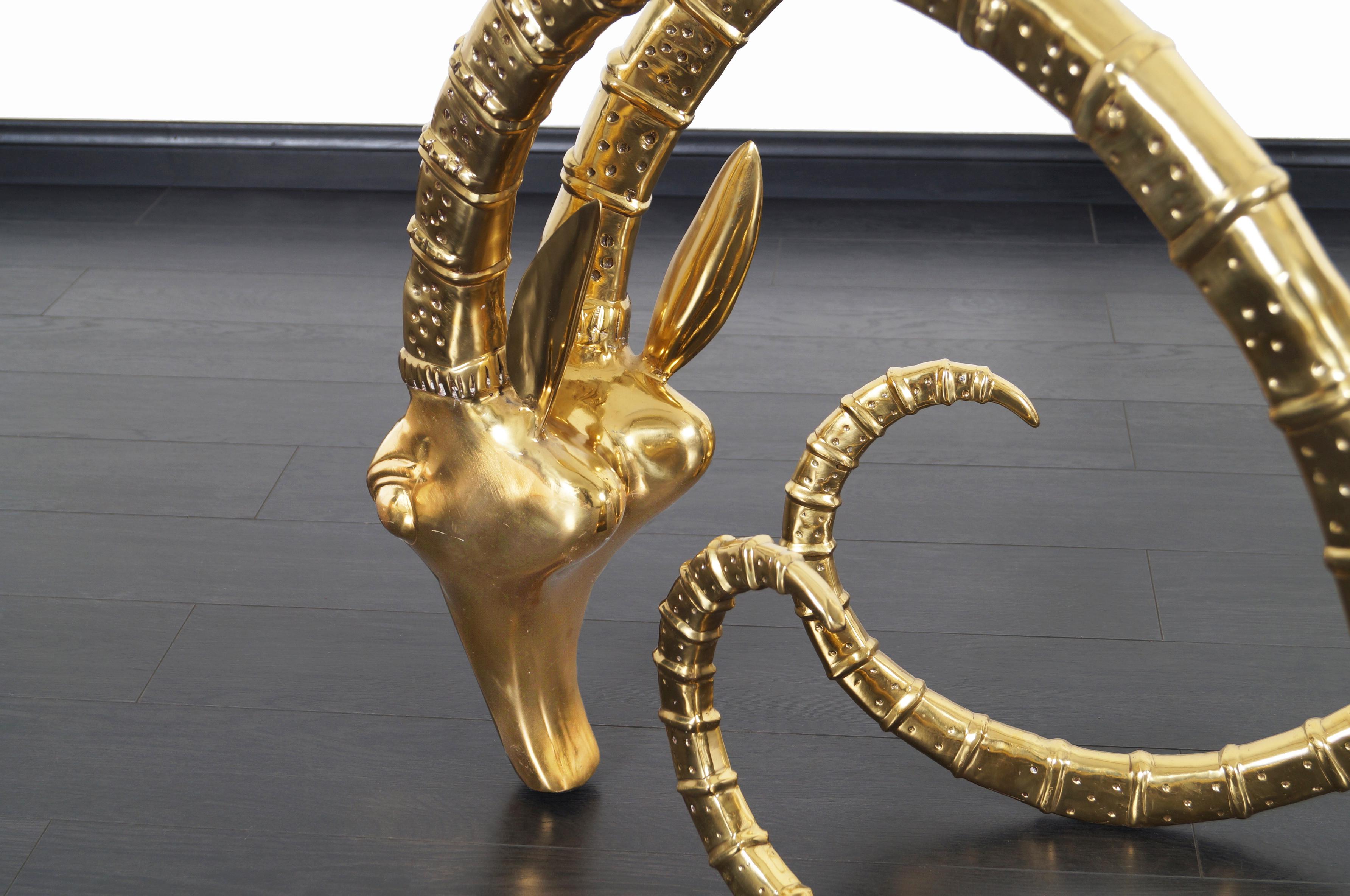 Exceptional Brass Ibex Rams Head Sculptures in the Style of Alain Chervet 4