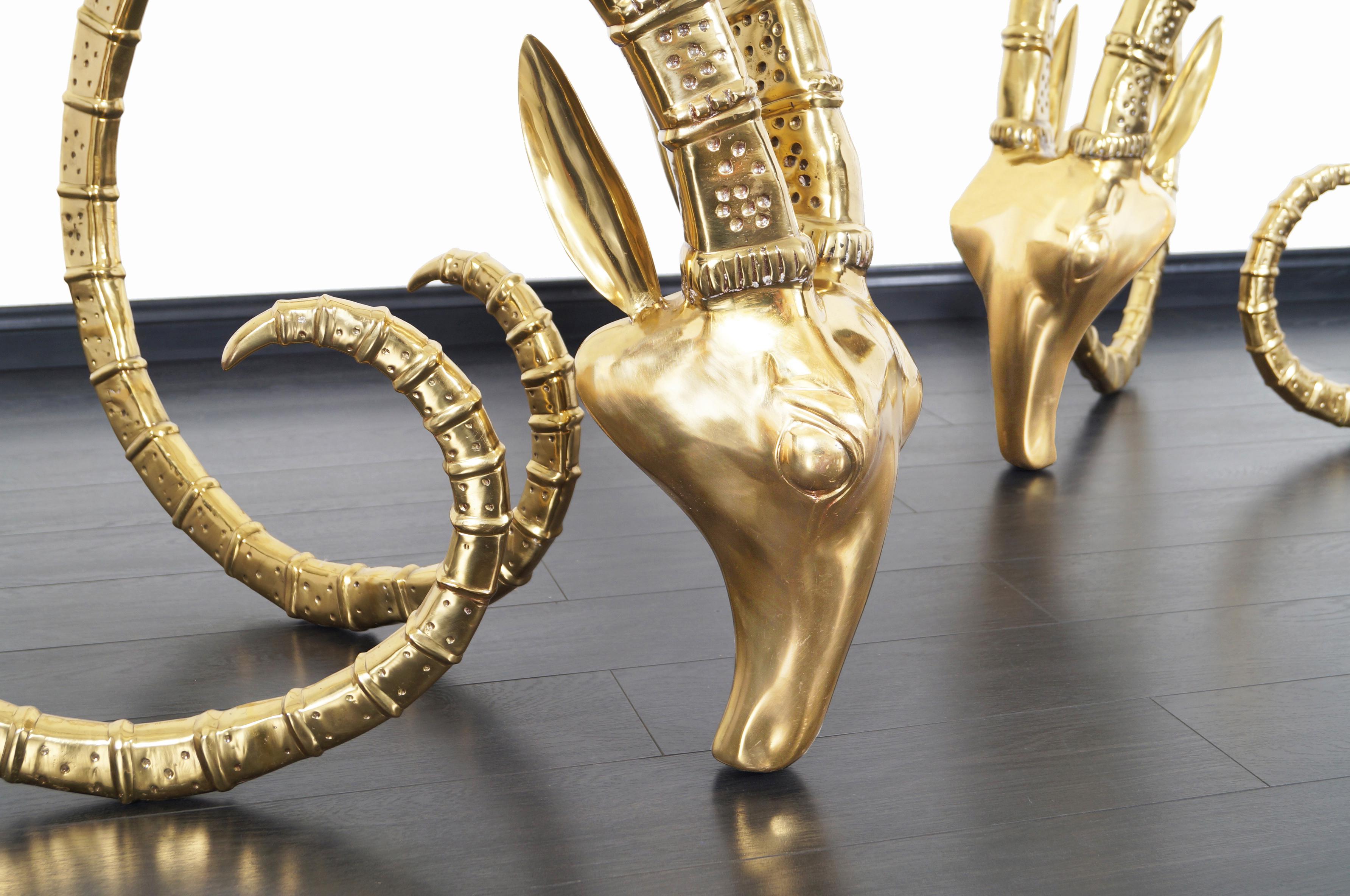Mid-Century Modern Exceptional Brass Ibex Rams Head Sculptures in the Style of Alain Chervet