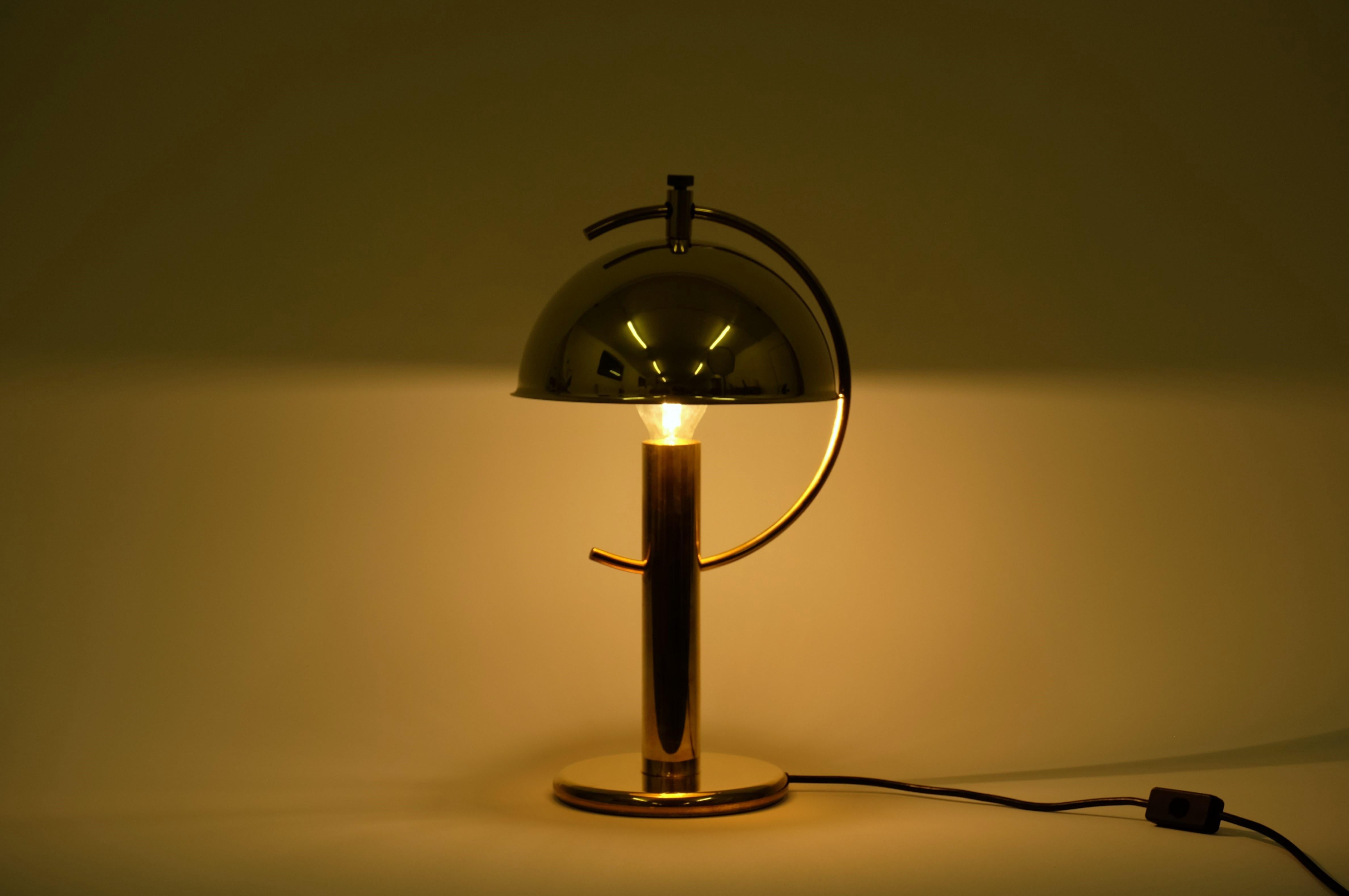 Mid-Century Modern Exceptional Brass Table Lamp with Adjustable Lampshade by Cosack, Germany 1970s For Sale