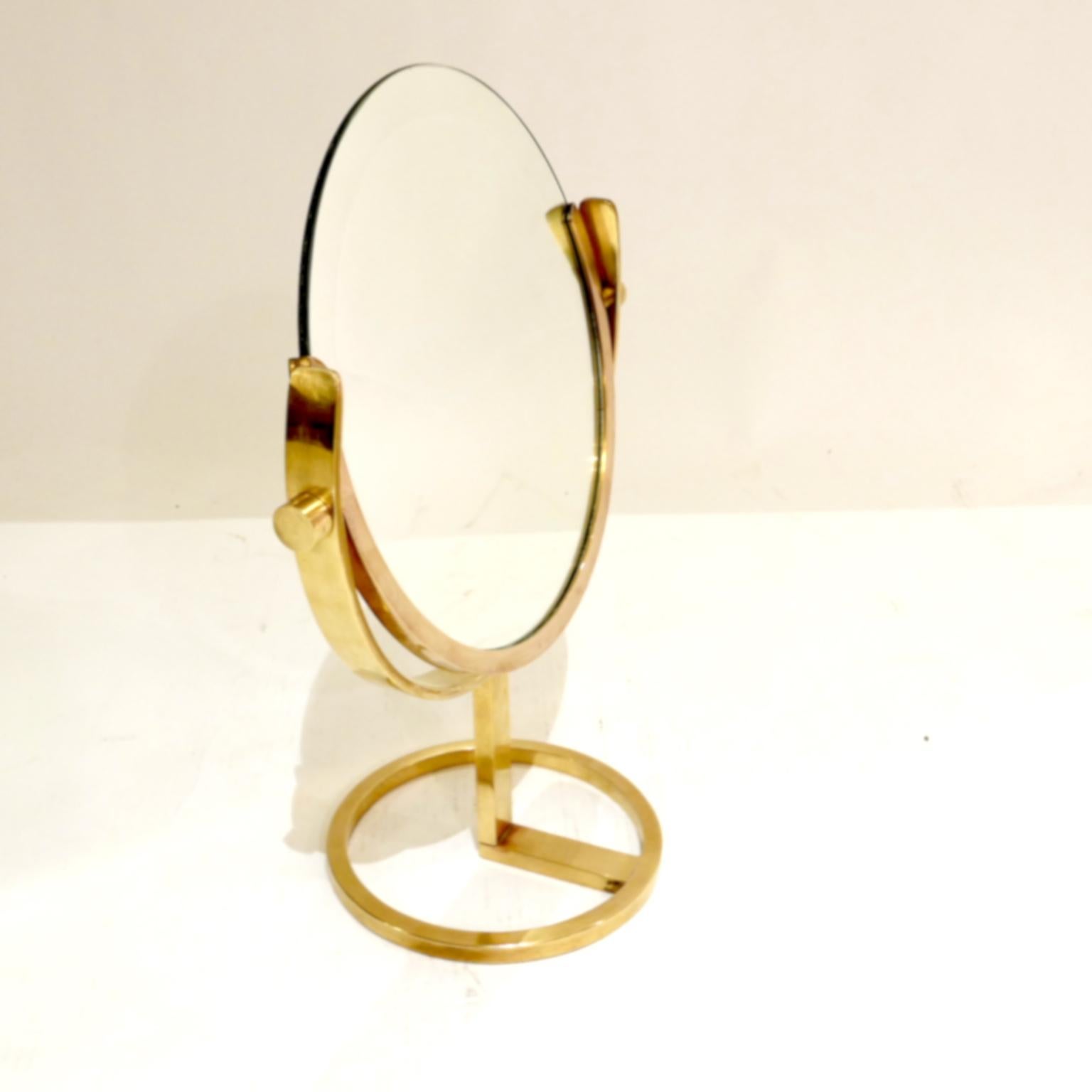 Mid-Century Modern Exceptional Brass Vanity Table Top Mirror by Charles Hollis Jones