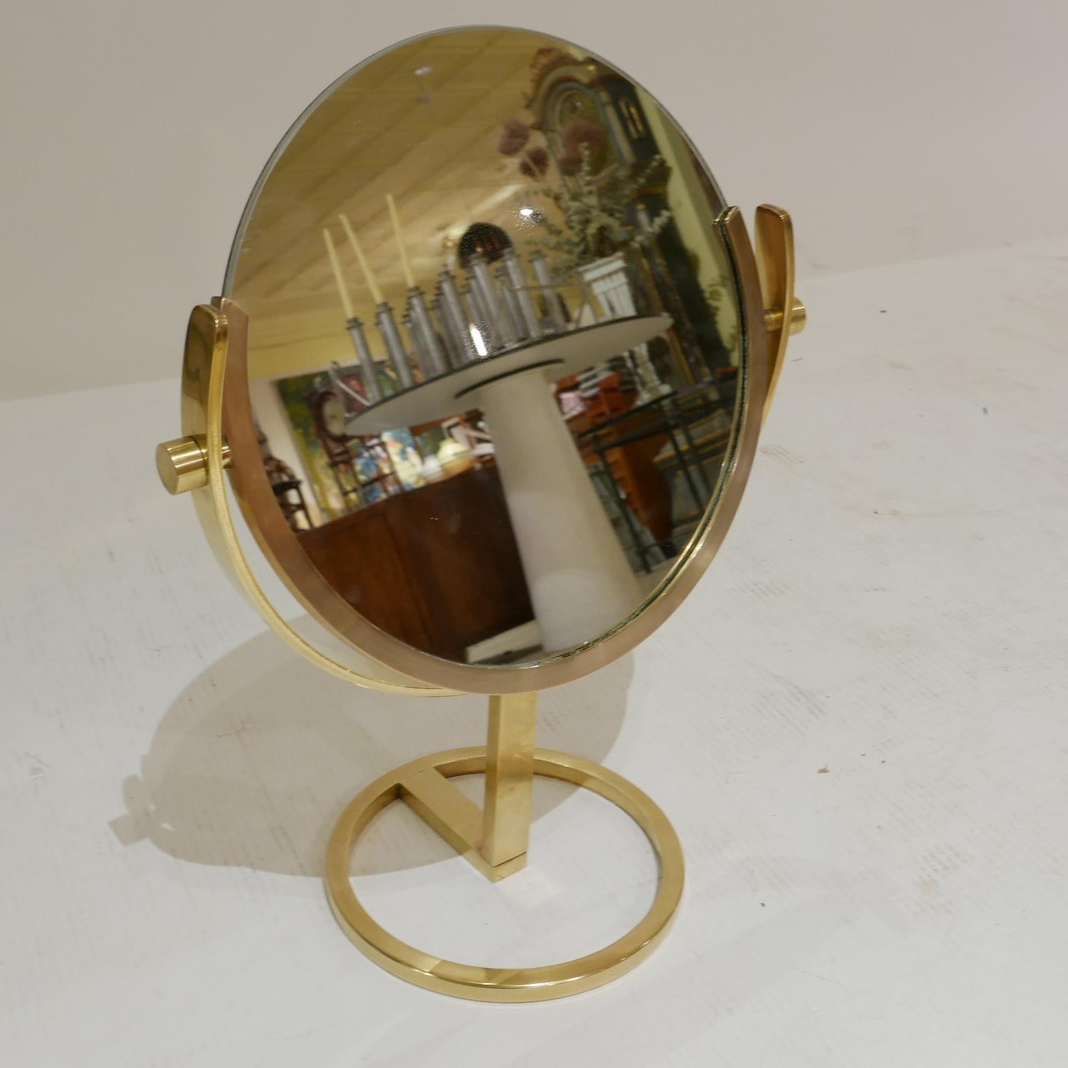 Exceptional Brass Vanity Table Top Mirror by Charles Hollis Jones In Good Condition In Hudson, NY