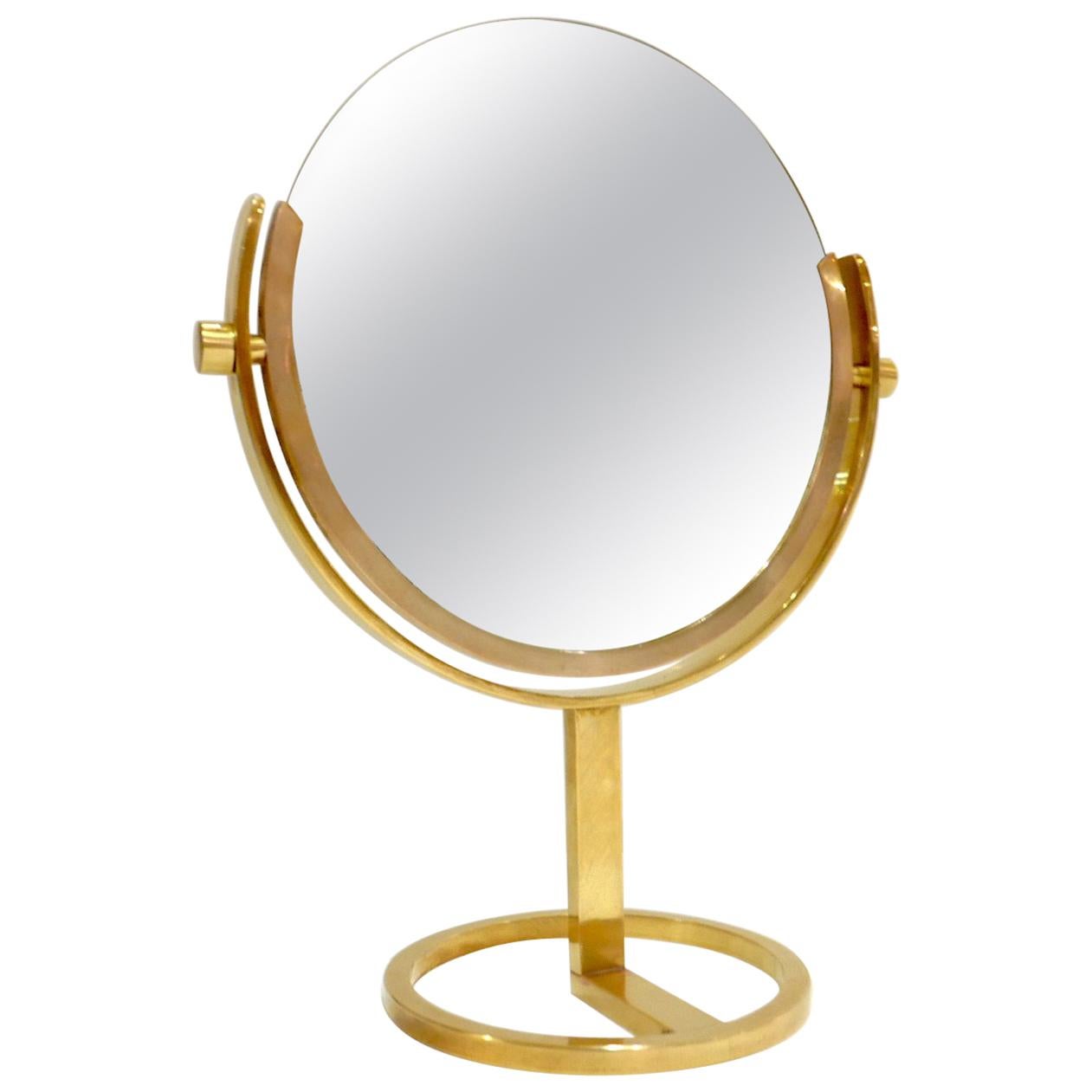 Exceptional Brass Vanity Table Top Mirror by Charles Hollis Jones