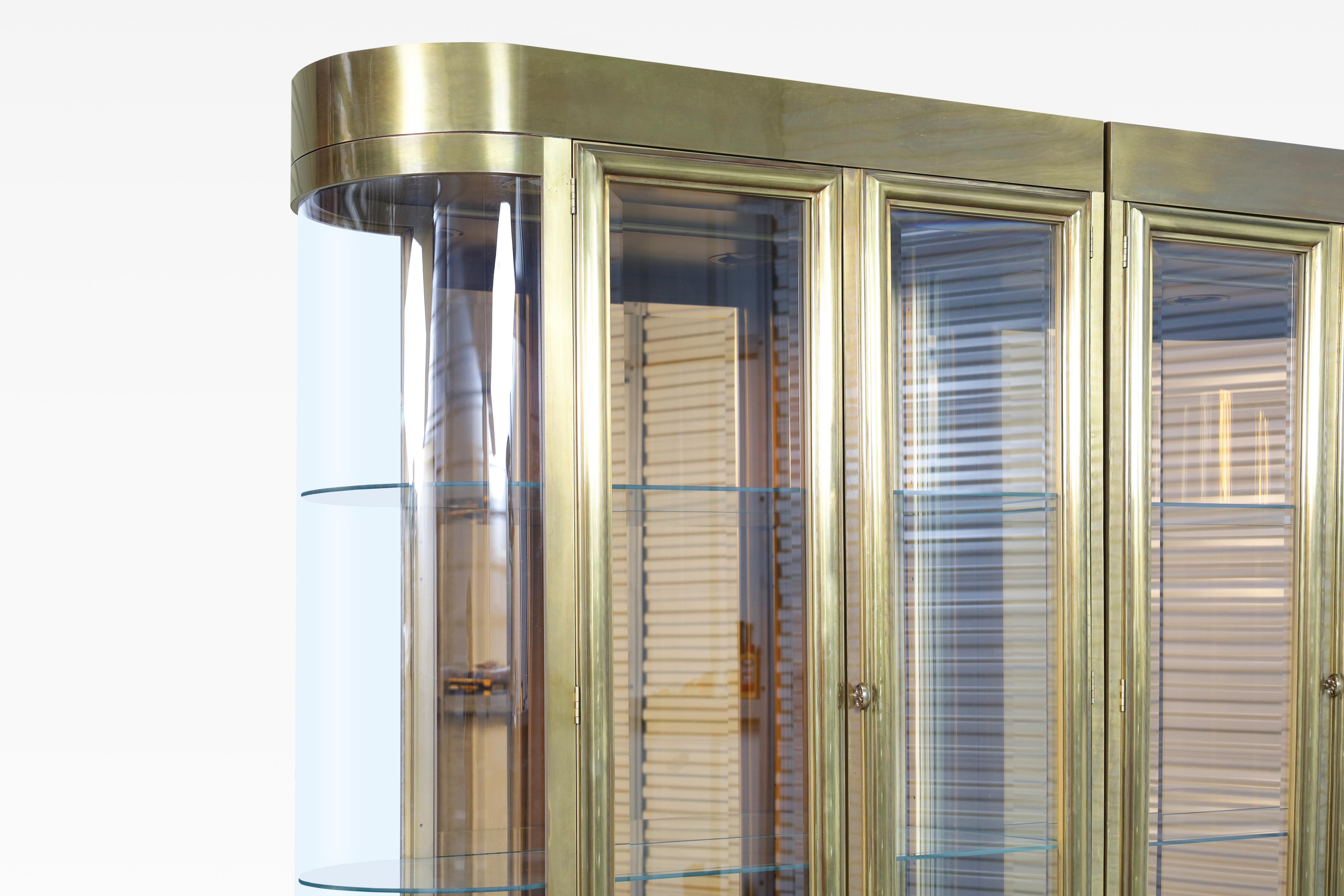 American Exceptional Brass Vitrines Cabinets by Mastercraft