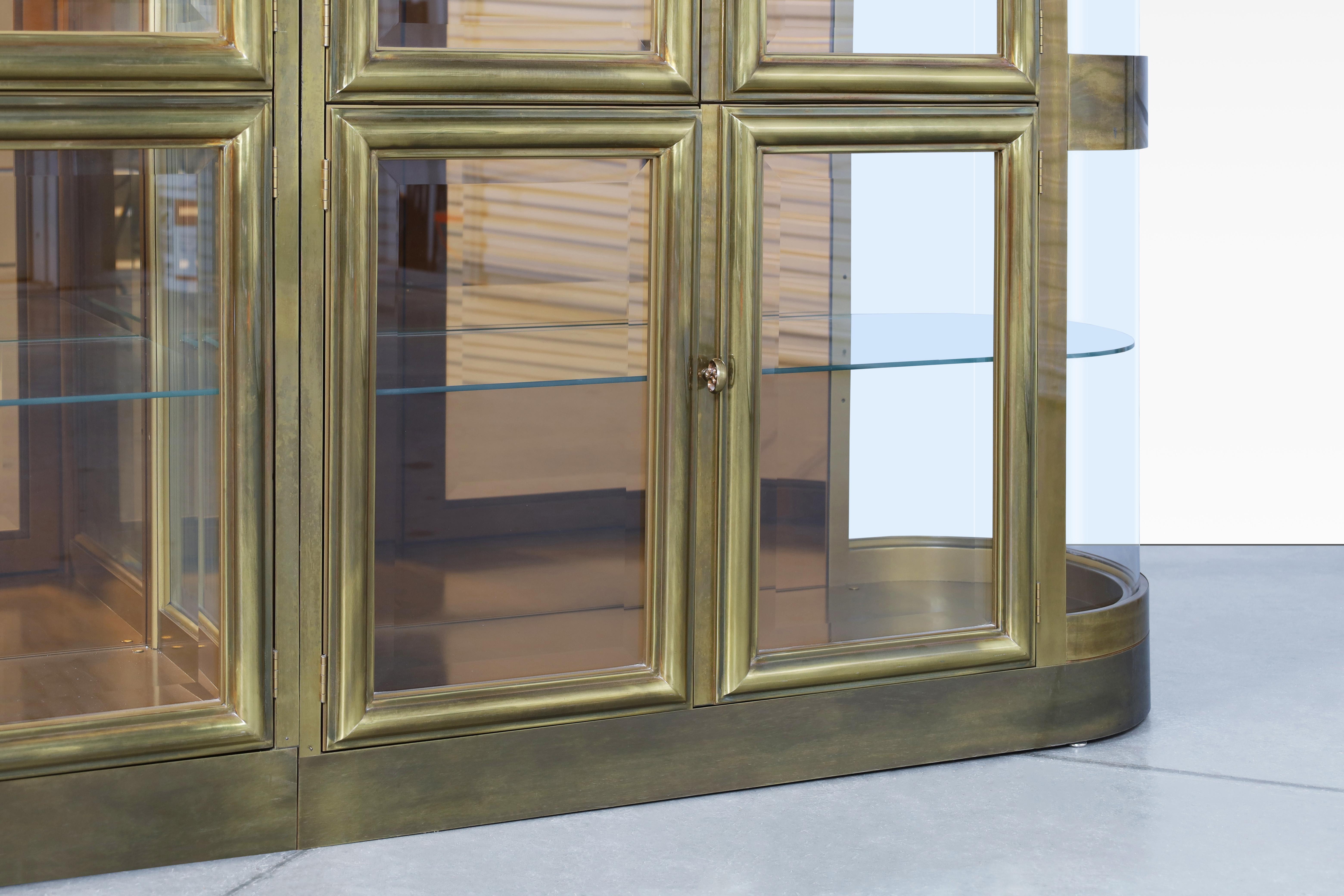 Painted Exceptional Brass Vitrines Cabinets by Mastercraft